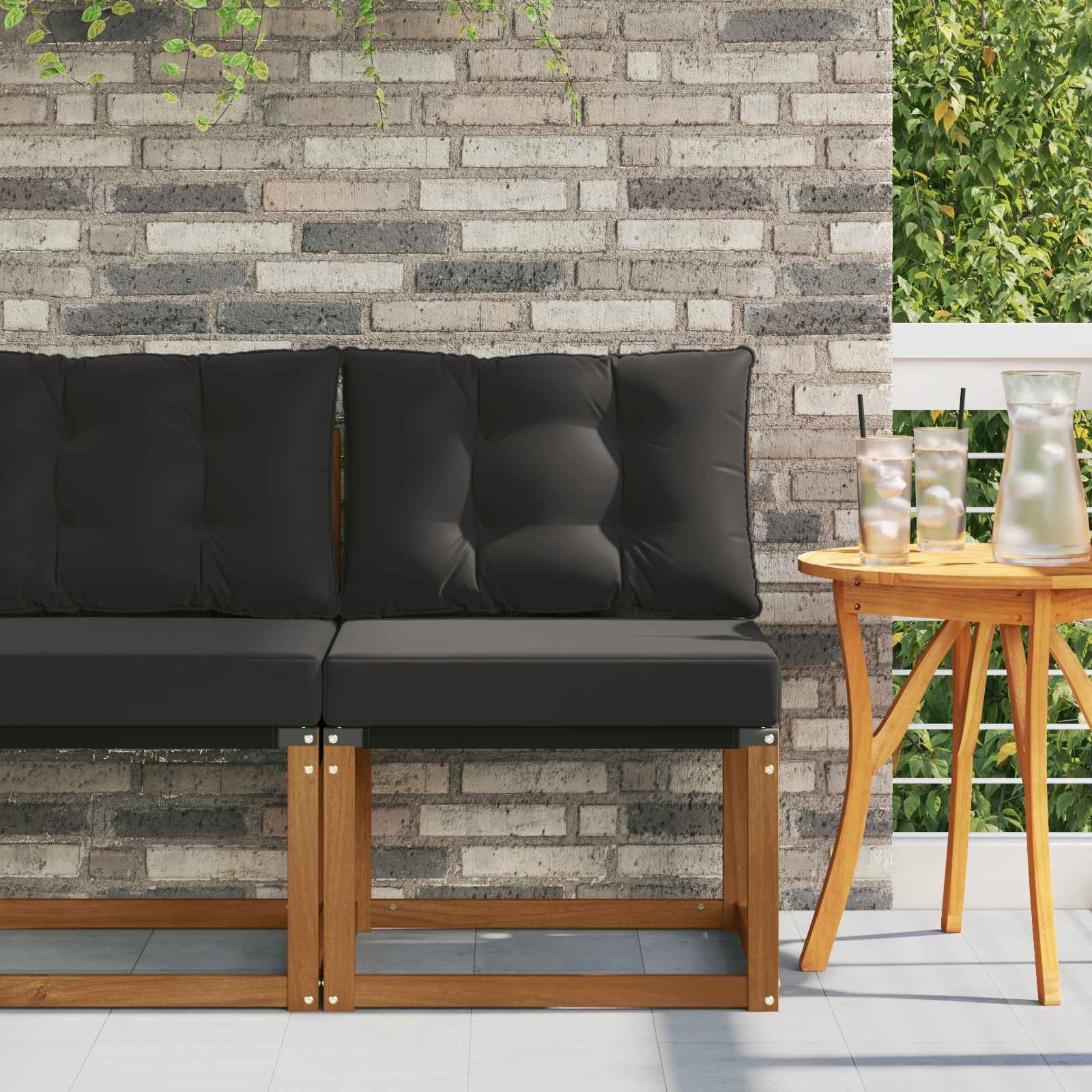 Buitenzitmiddelsofa Massief acaciahout en Textilene Stof – afbeelding 1