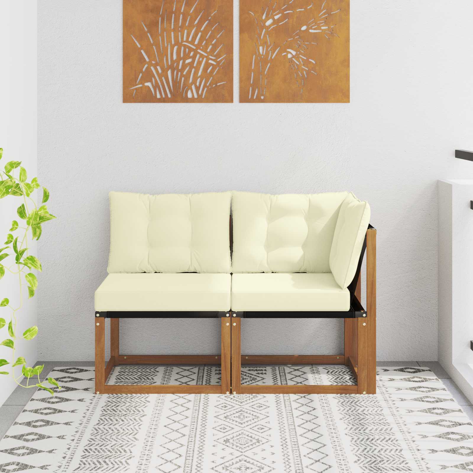 Outdoor Midden- en Hoeksalon met kussen 2 Stuk Naturel – afbeelding 1
