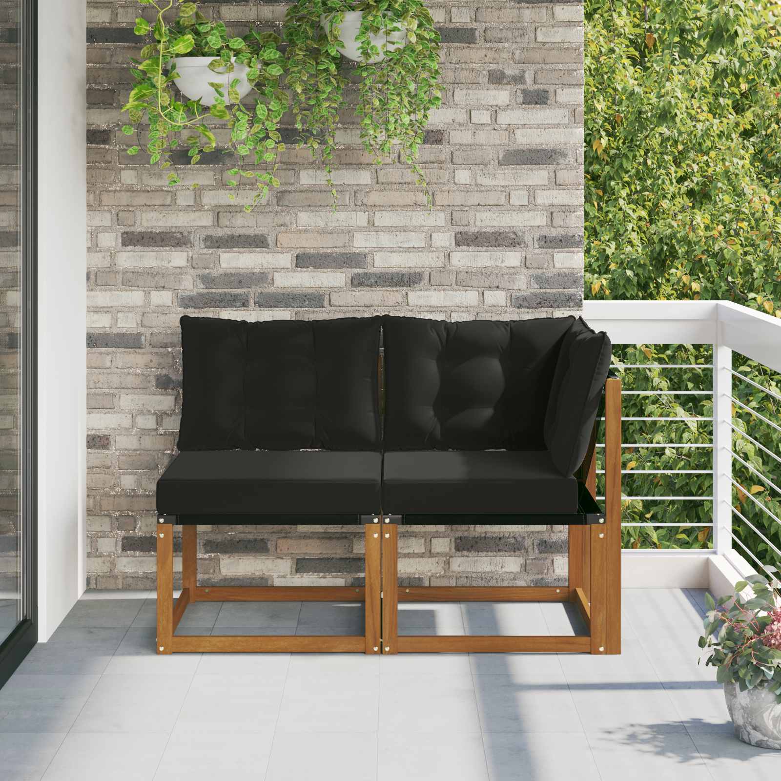 Outdoor Midden- en Hoeksalon met kussen 2 Stuk Naturel