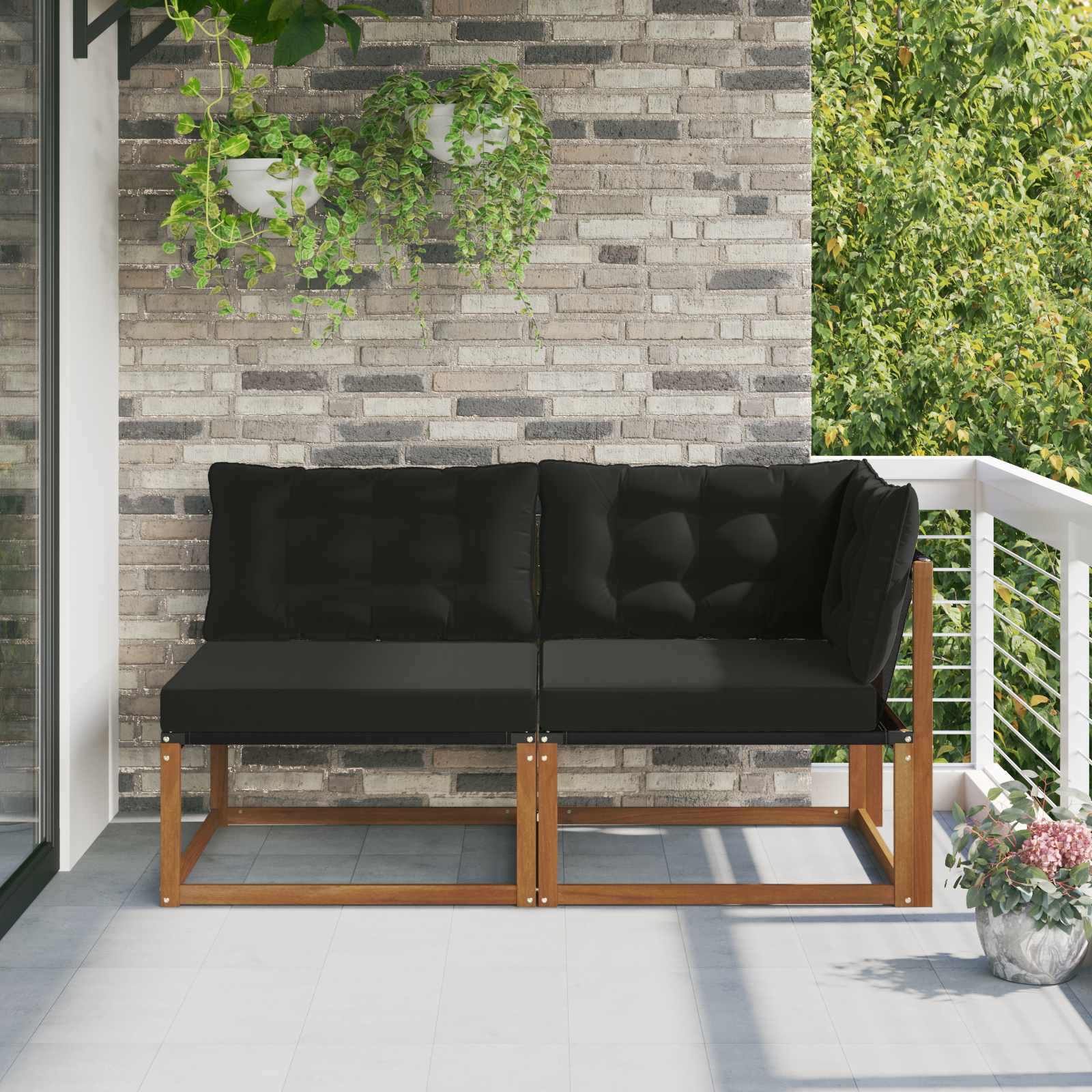 Outdoor Midden- en Hoeksalon met kussen 7 Stuk Naturel