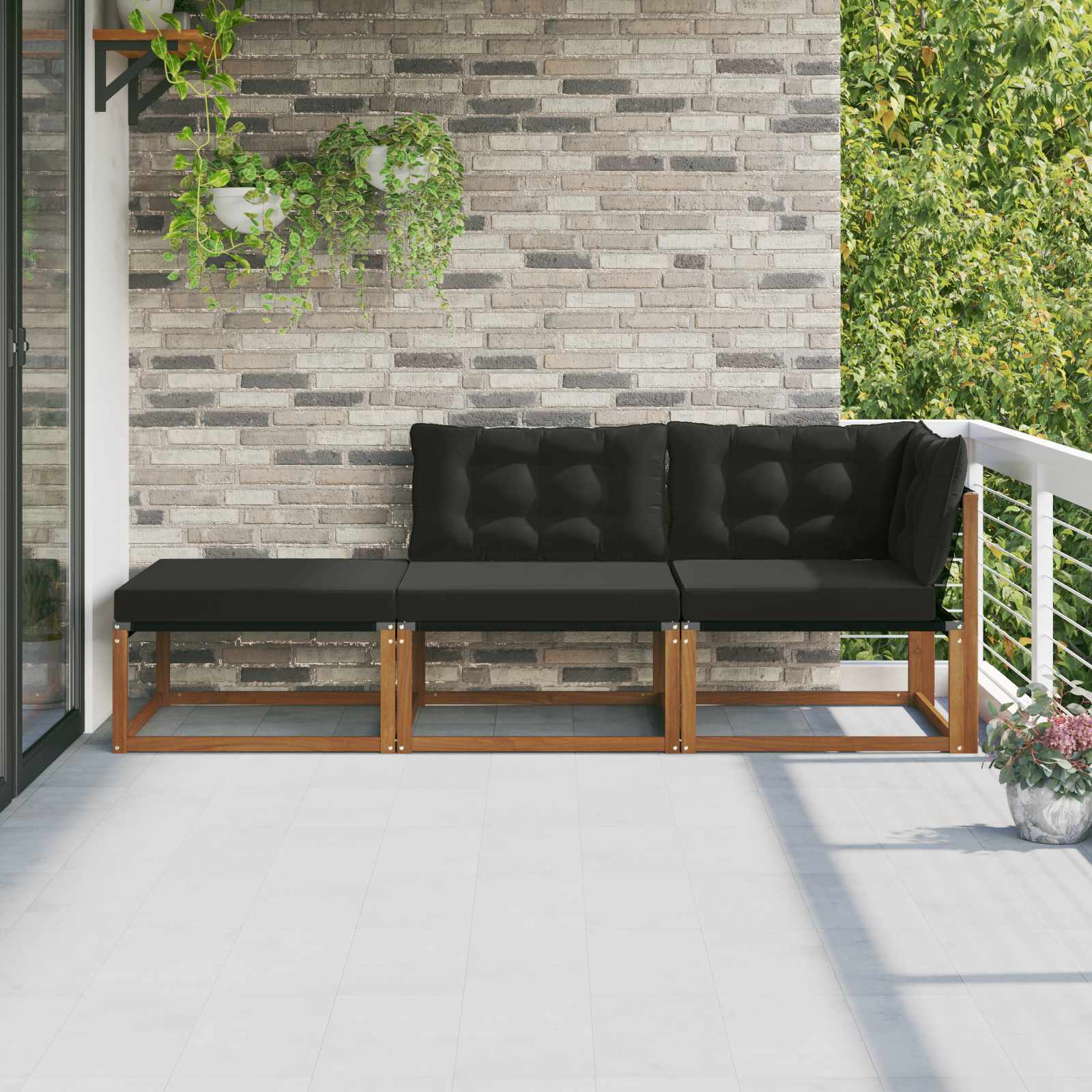 Tuin Sectiesofa Eenheden met kussen 3 Stuk Naturel