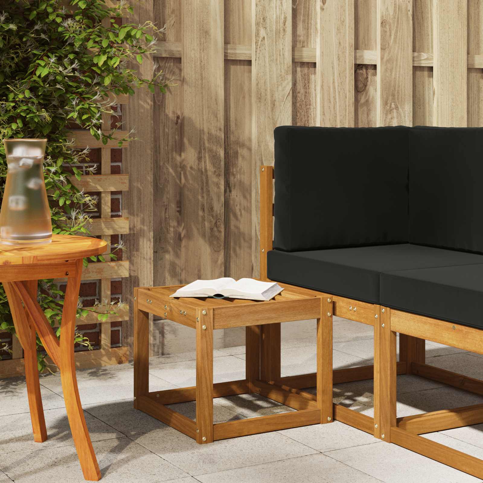 Stoelbank Naturel 43 x 43 x 37 cm Massief Acaciahout – afbeelding 1