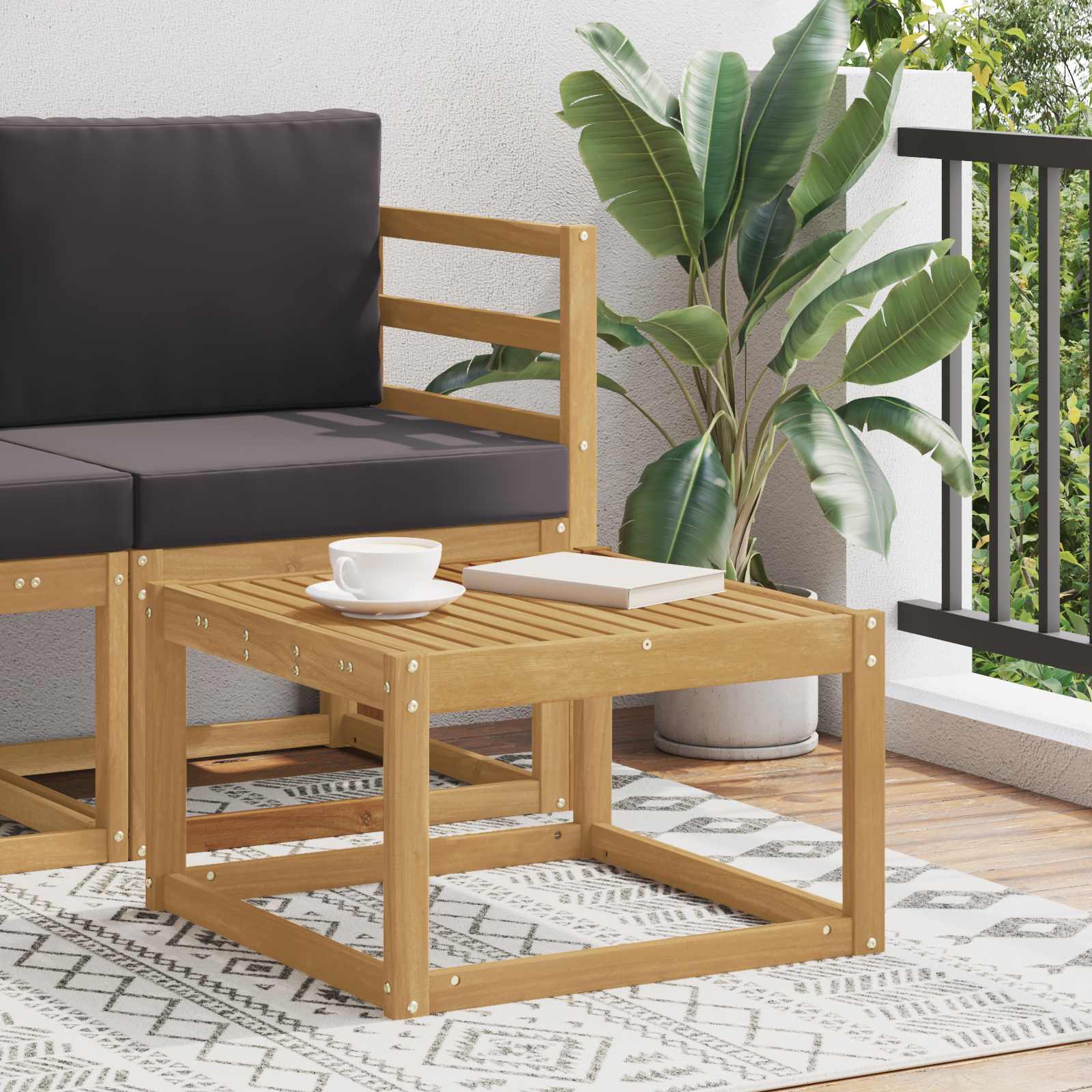 Buiten Tafel Massief Acaciahout Wit 59 x 59 x 37 cm – afbeelding 1