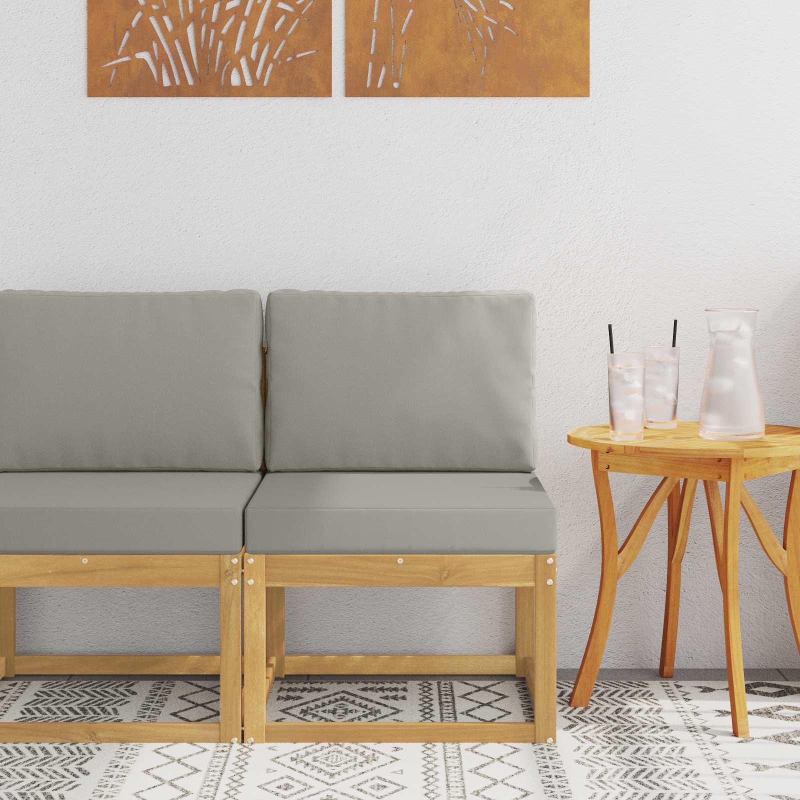 Buiten bankenset Wit en Lichtgrijs 59 x 63 x 73 cm – afbeelding 1