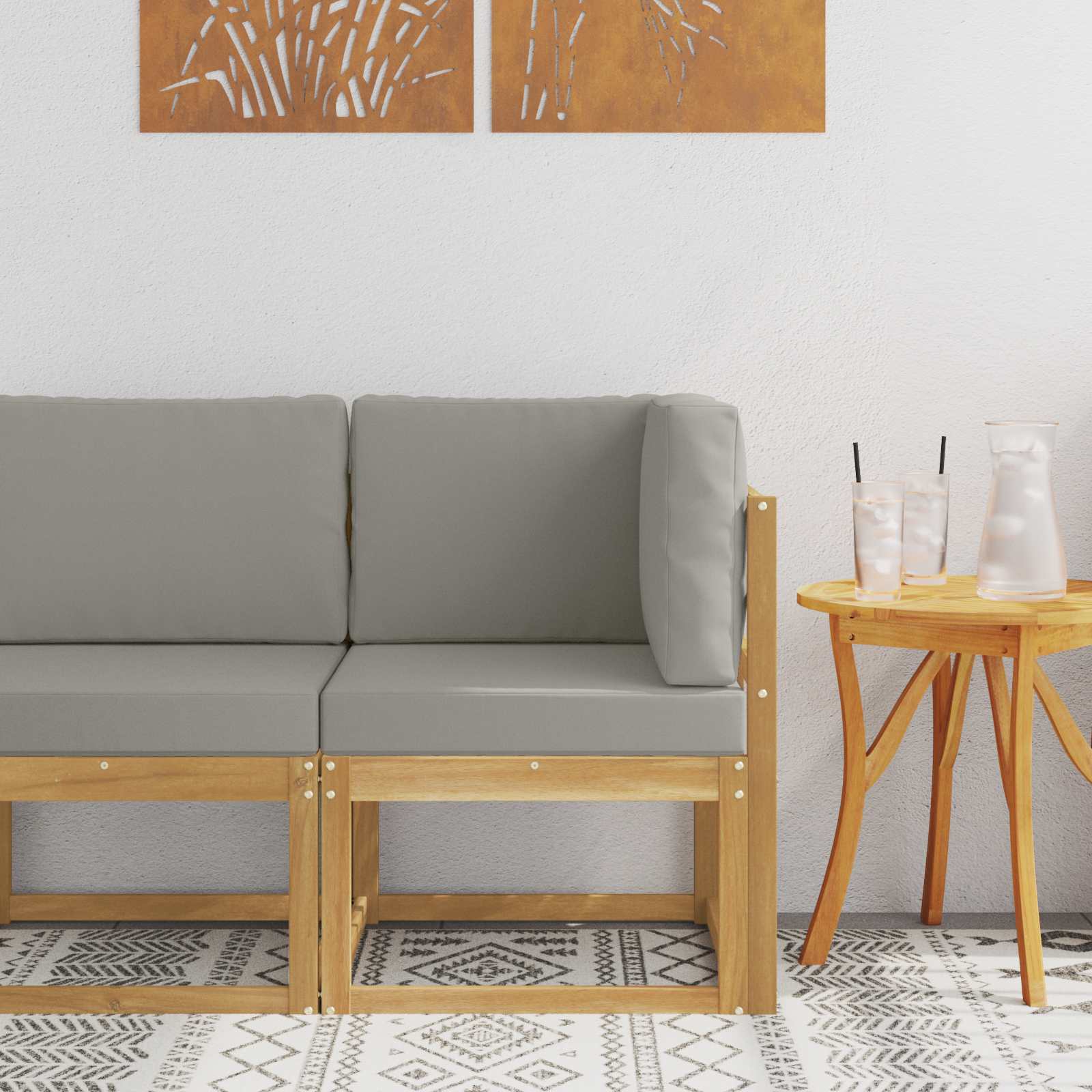 Buiten bankenset Wit en Lichtgrijs 51 x 54 x 73 cm – afbeelding 1