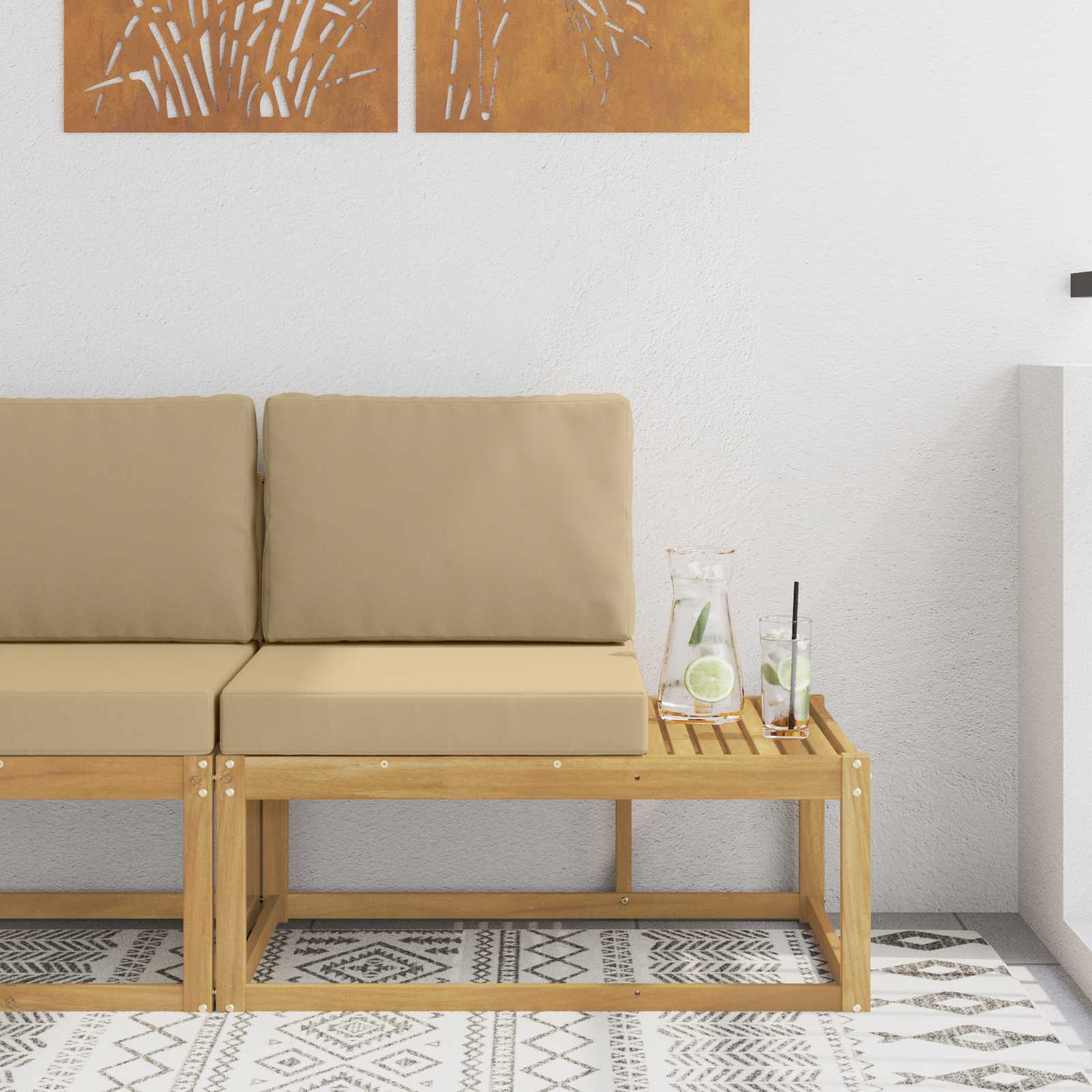 Buiten Eind Sofa Wit 91 x 63 x 73 cm Massief Acaciahout – afbeelding 1