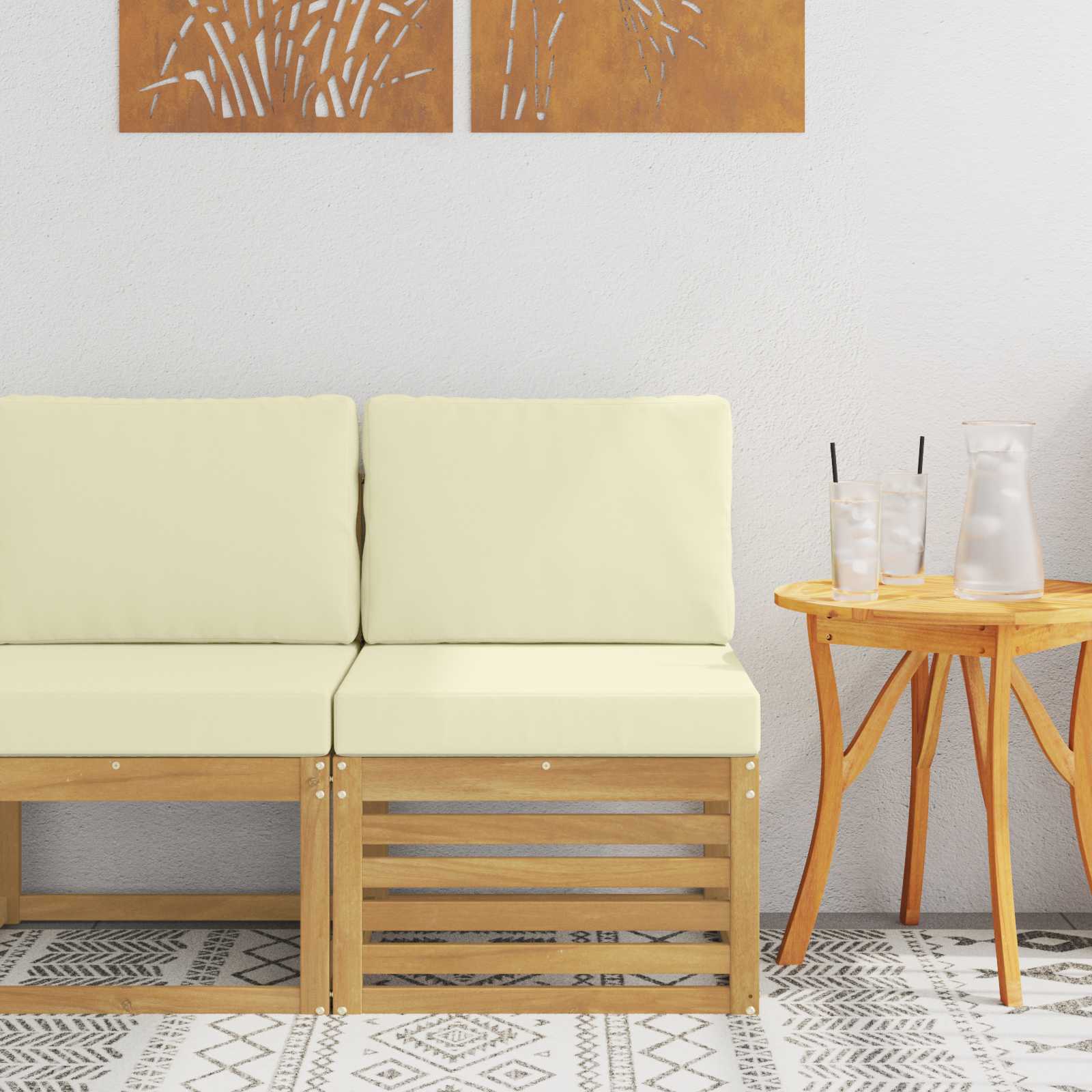 Buiten Midden Sofa Massief Acaciahout Wit – afbeelding 1