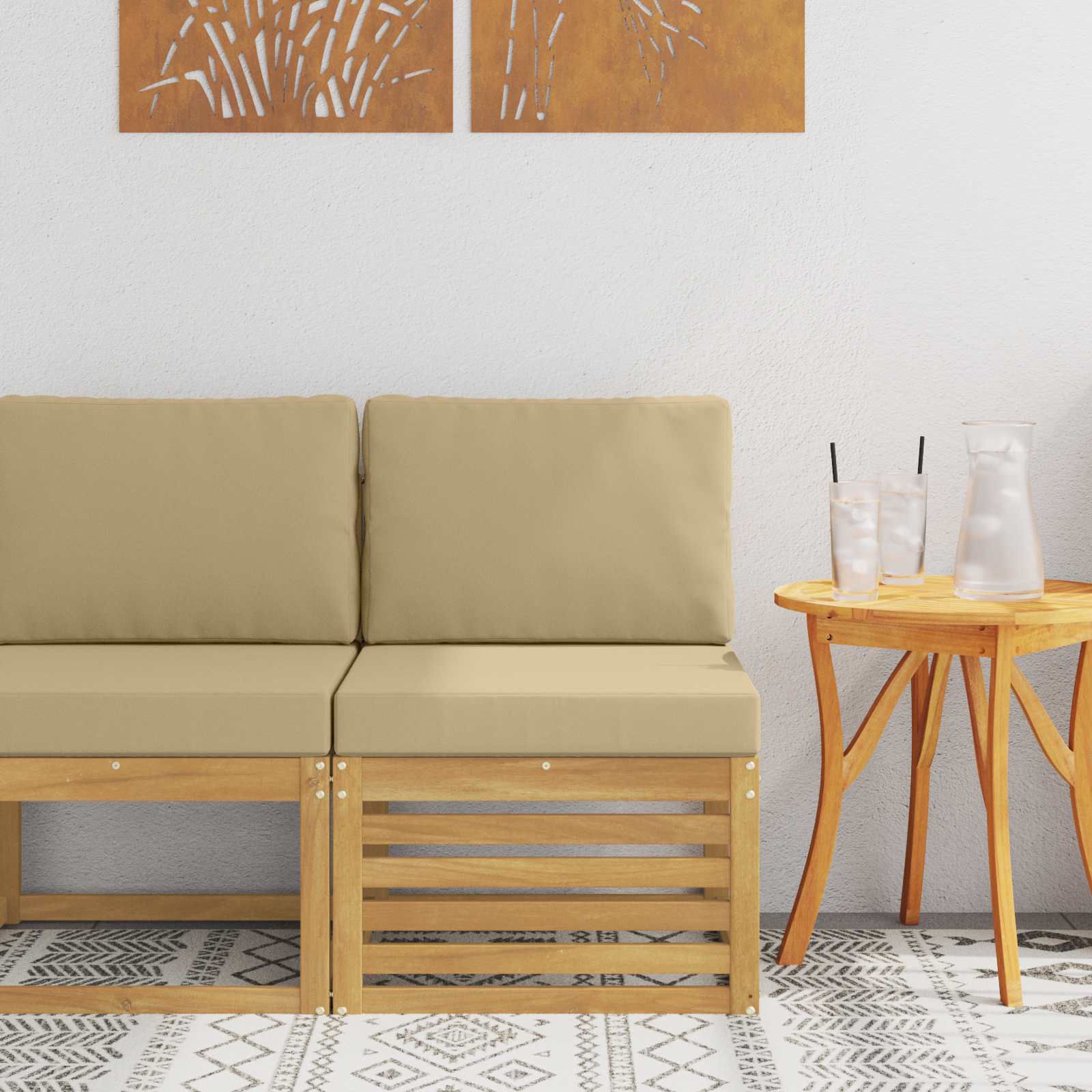 Buiten Midden Sofa Massief Acaciahout Wit – afbeelding 1