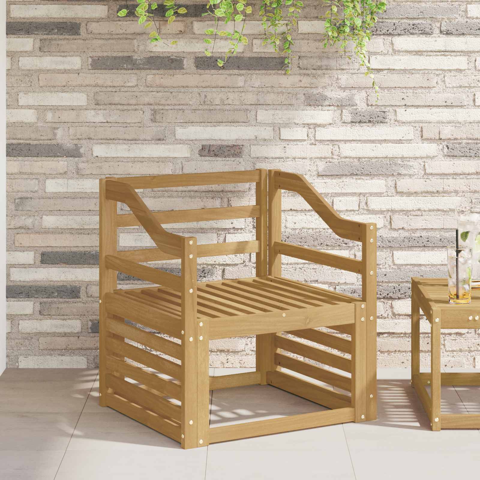 Armleuningen Module 2 pcs Wit 59 x 4 x 73 cm Massief Acaciahout – afbeelding 1