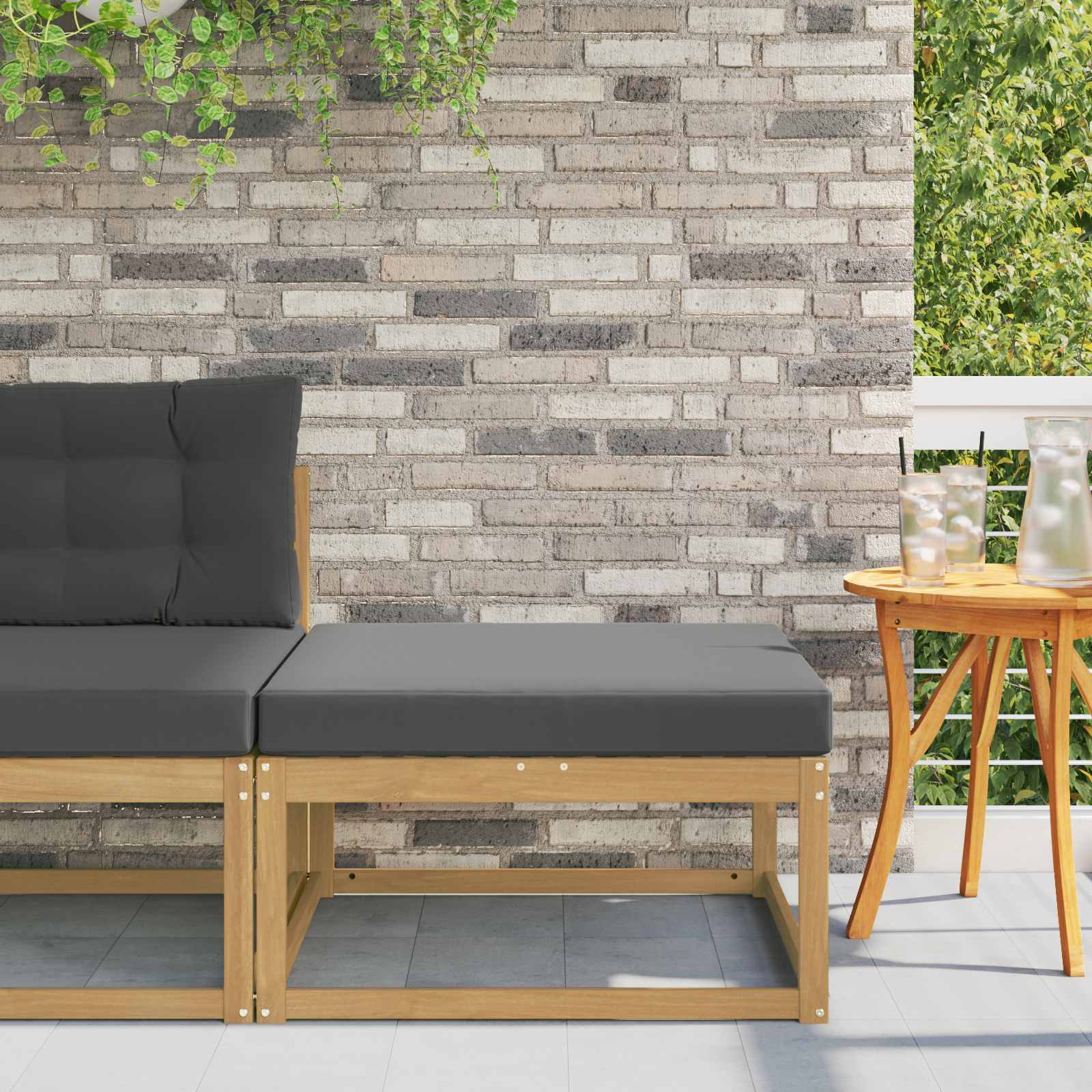 Buiten Voetenbank Polyester Wit – afbeelding 1