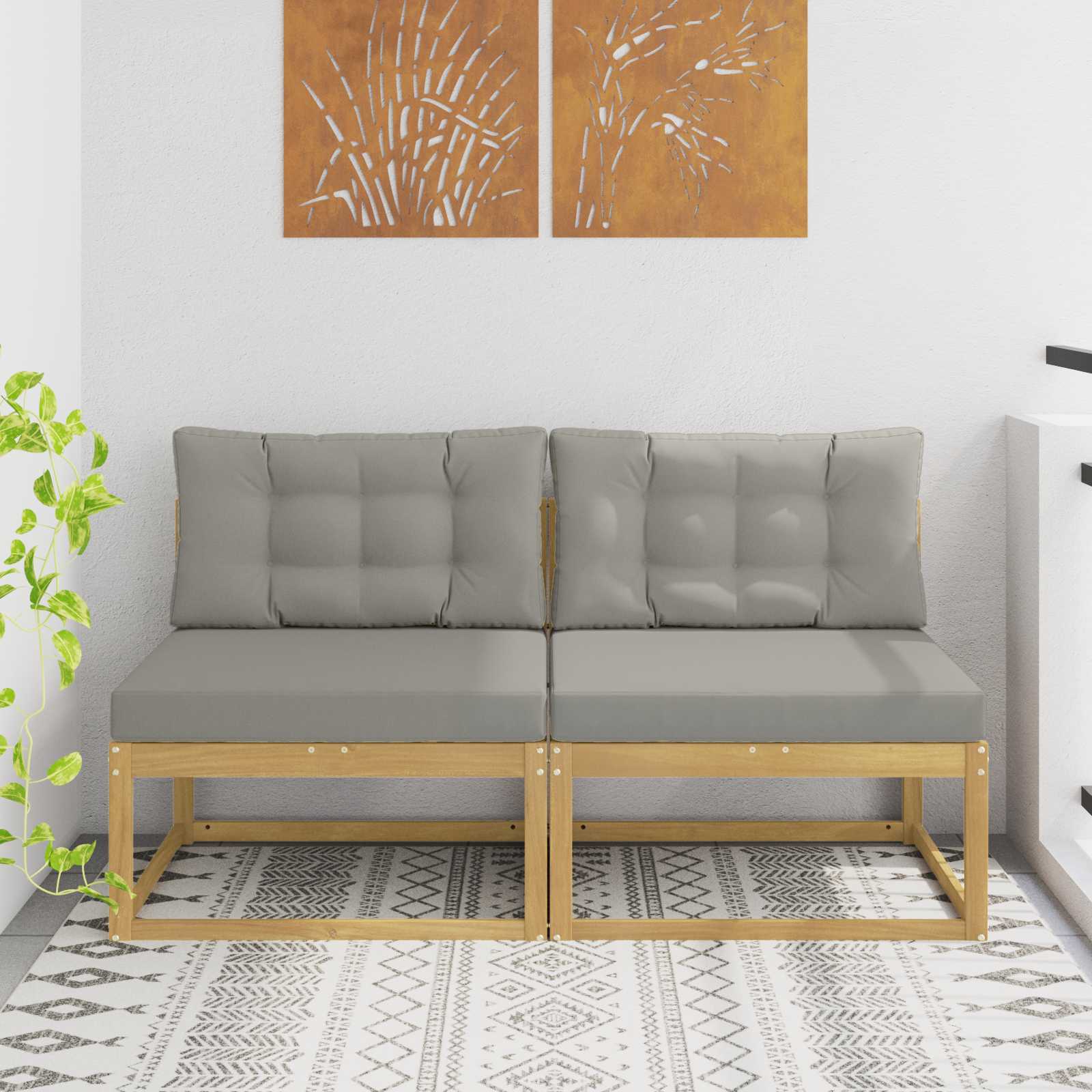 2 Stuk Buiten Midden Sofa Polyester Wit – afbeelding 1