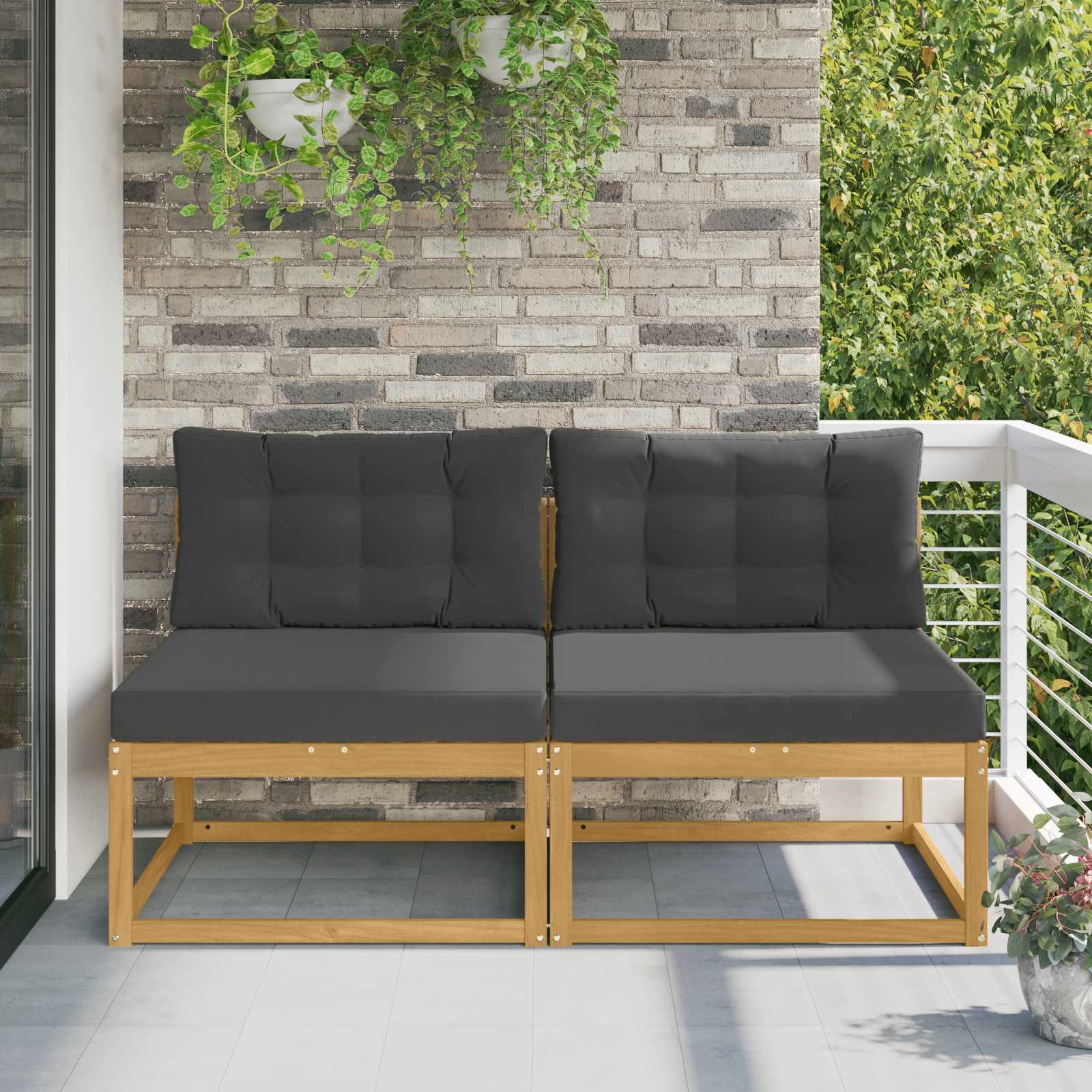 2 Stuk Buiten Midden Sofa Polyester Wit – afbeelding 1