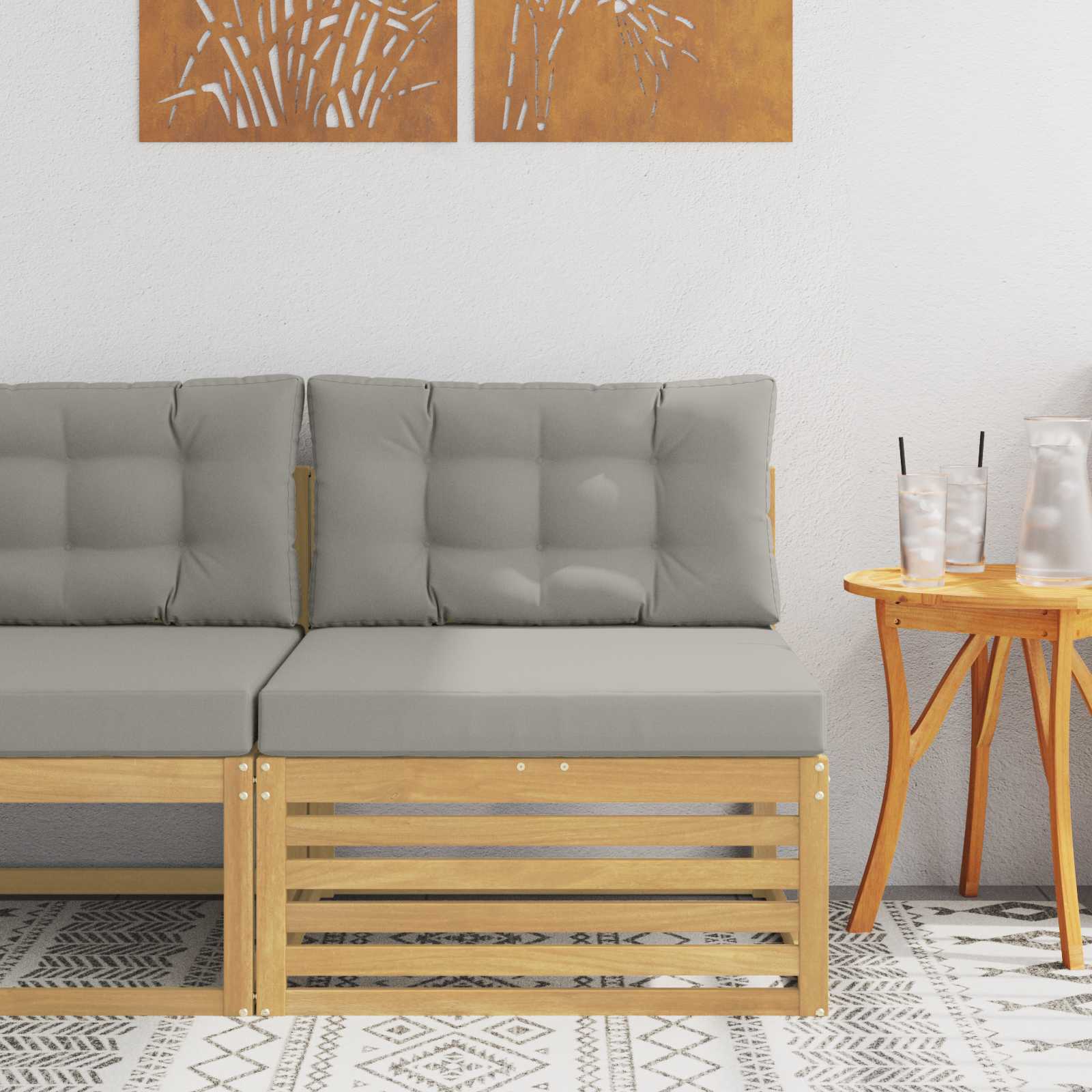 Buiten Midden Sofa Massief Acaciahout Wit – afbeelding 1