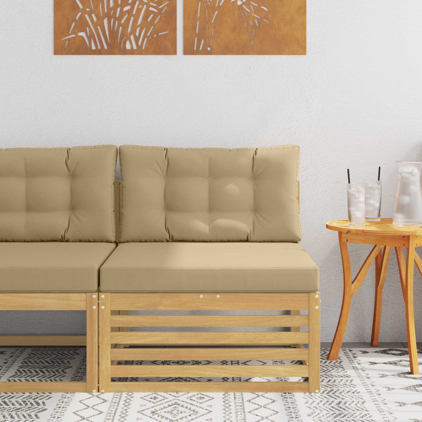 Buiten Midden Sofa Massief Acaciahout Wit – afbeelding 1