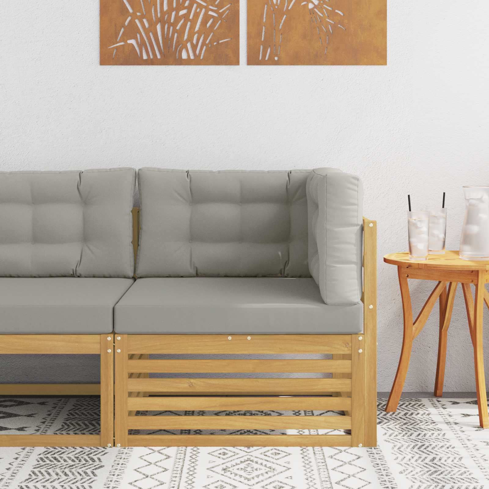 Buiten Hoek Sofa Massief Acaciahout Wit