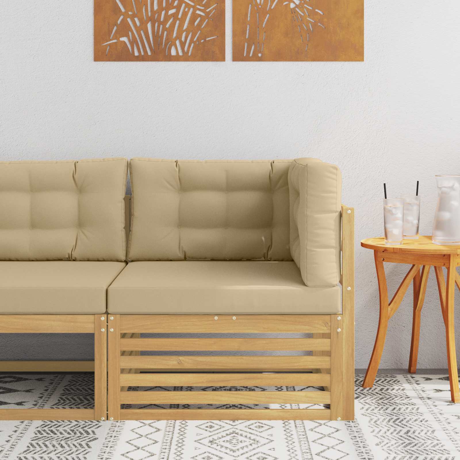 Buiten Hoek Sofa Massief Acaciahout Wit – afbeelding 1