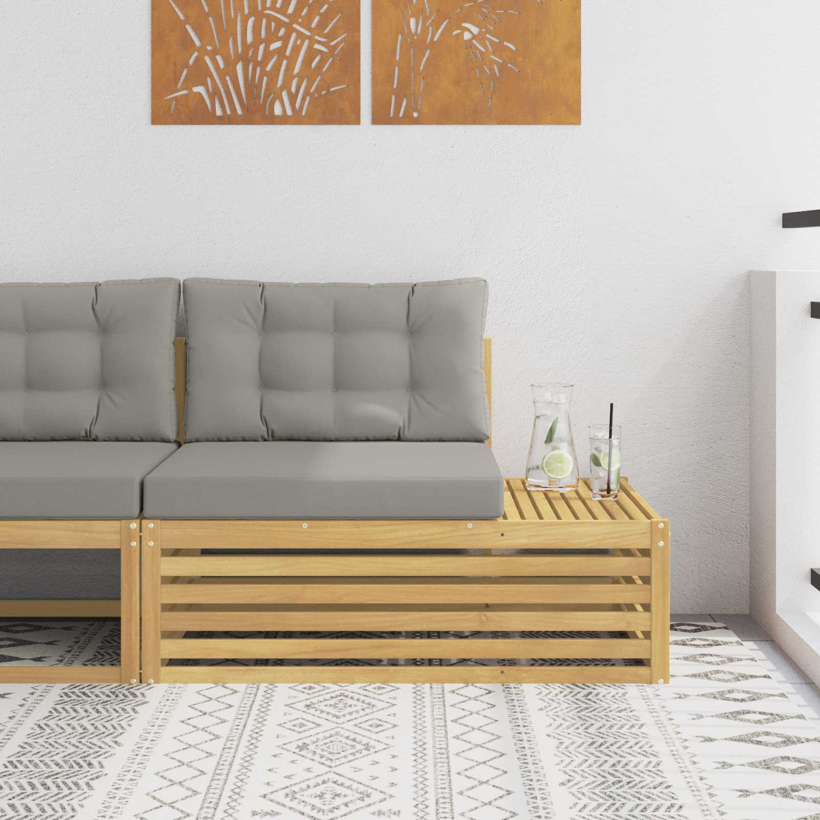 Buiten Eind Sofa Wit 115 x 83 x 73 cm Massief Acaciahout – afbeelding 1