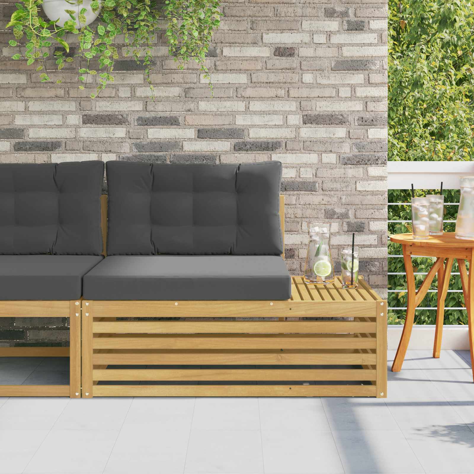 Buiten Eind Sofa Wit 115 x 83 x 73 cm Massief Acaciahout – afbeelding 1