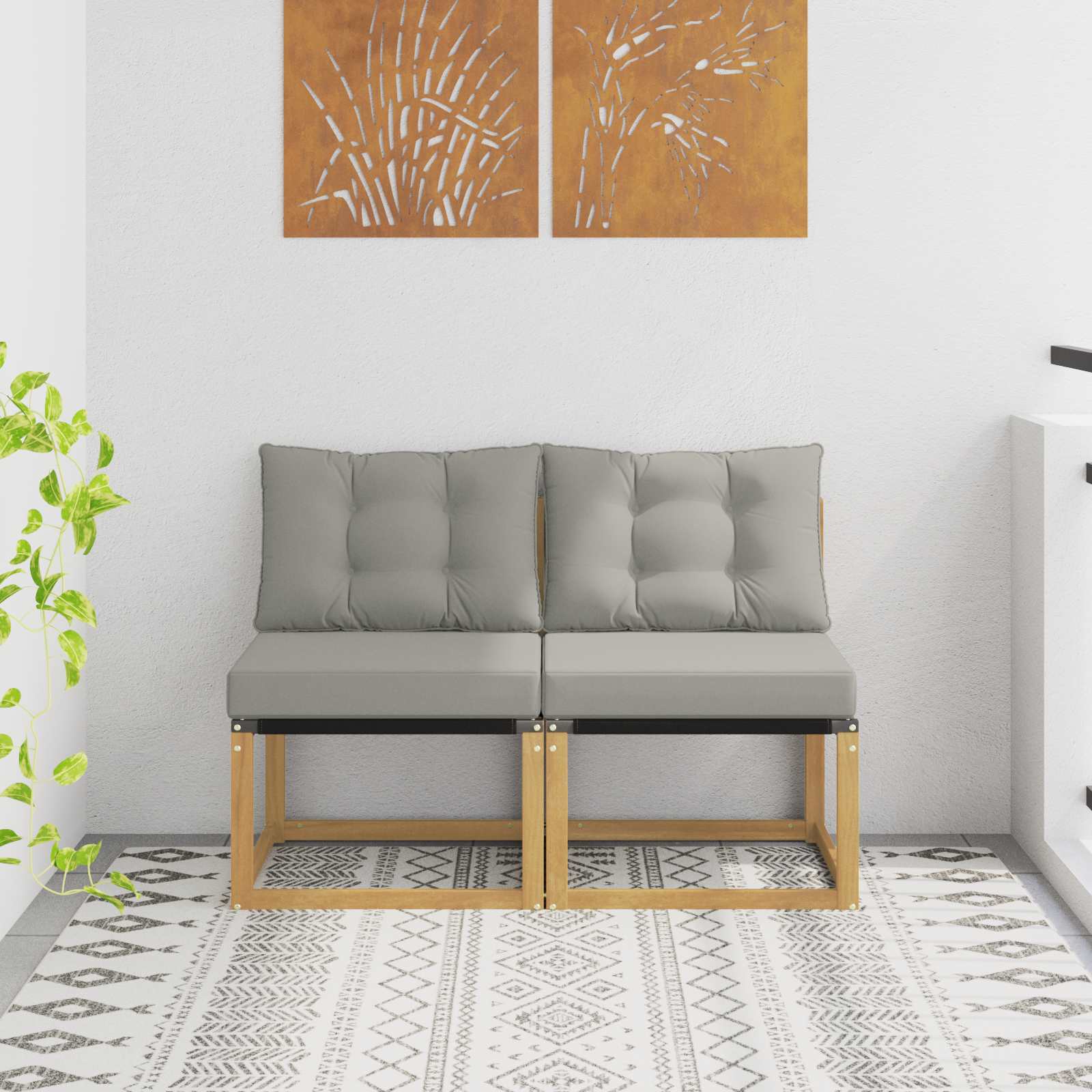 2 Stuk Buiten Midden Sofa Massief acaciahout en Textilene Stof