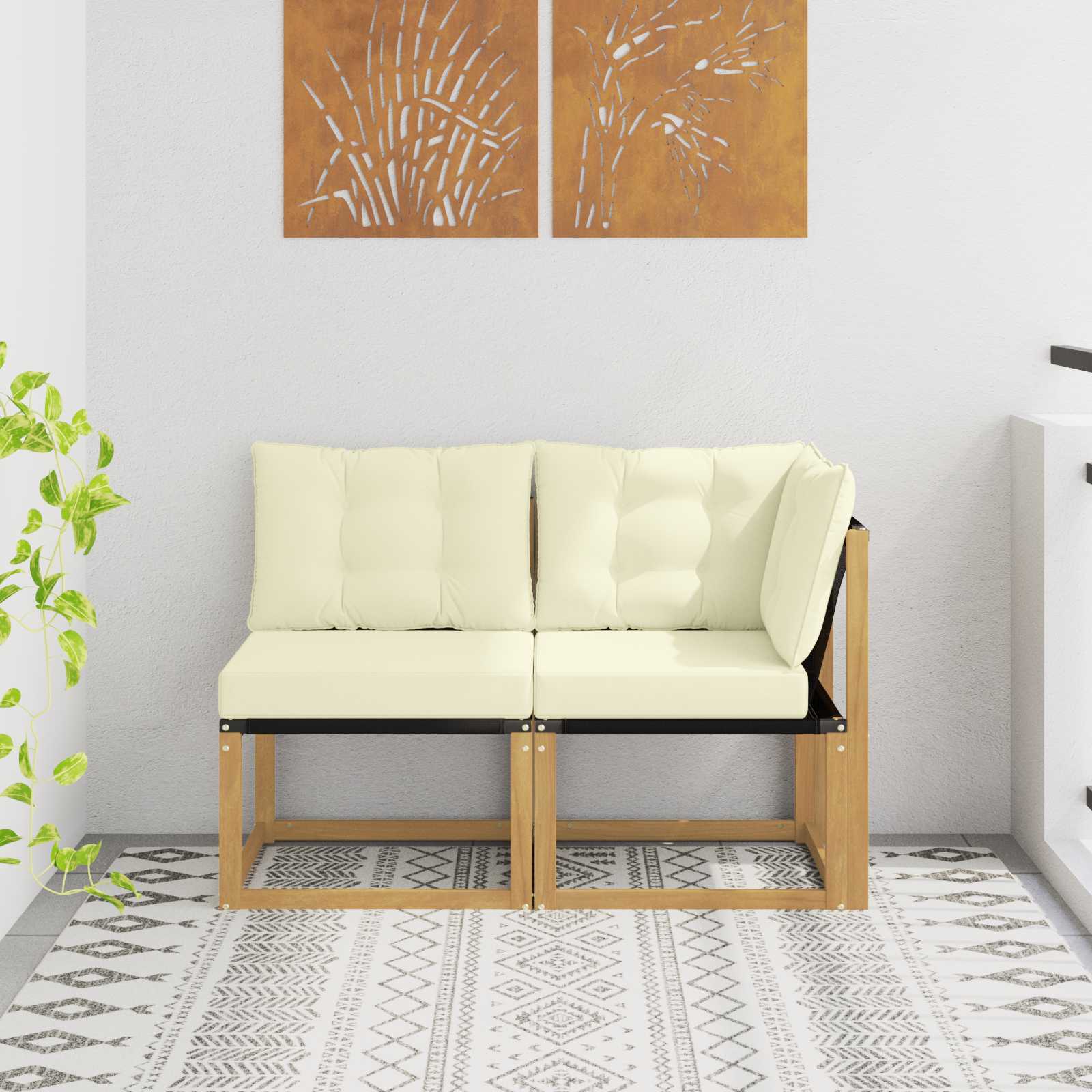 Outdoor Midden- en Hoeksalon met kussen 2 Stuk Wit – afbeelding 1