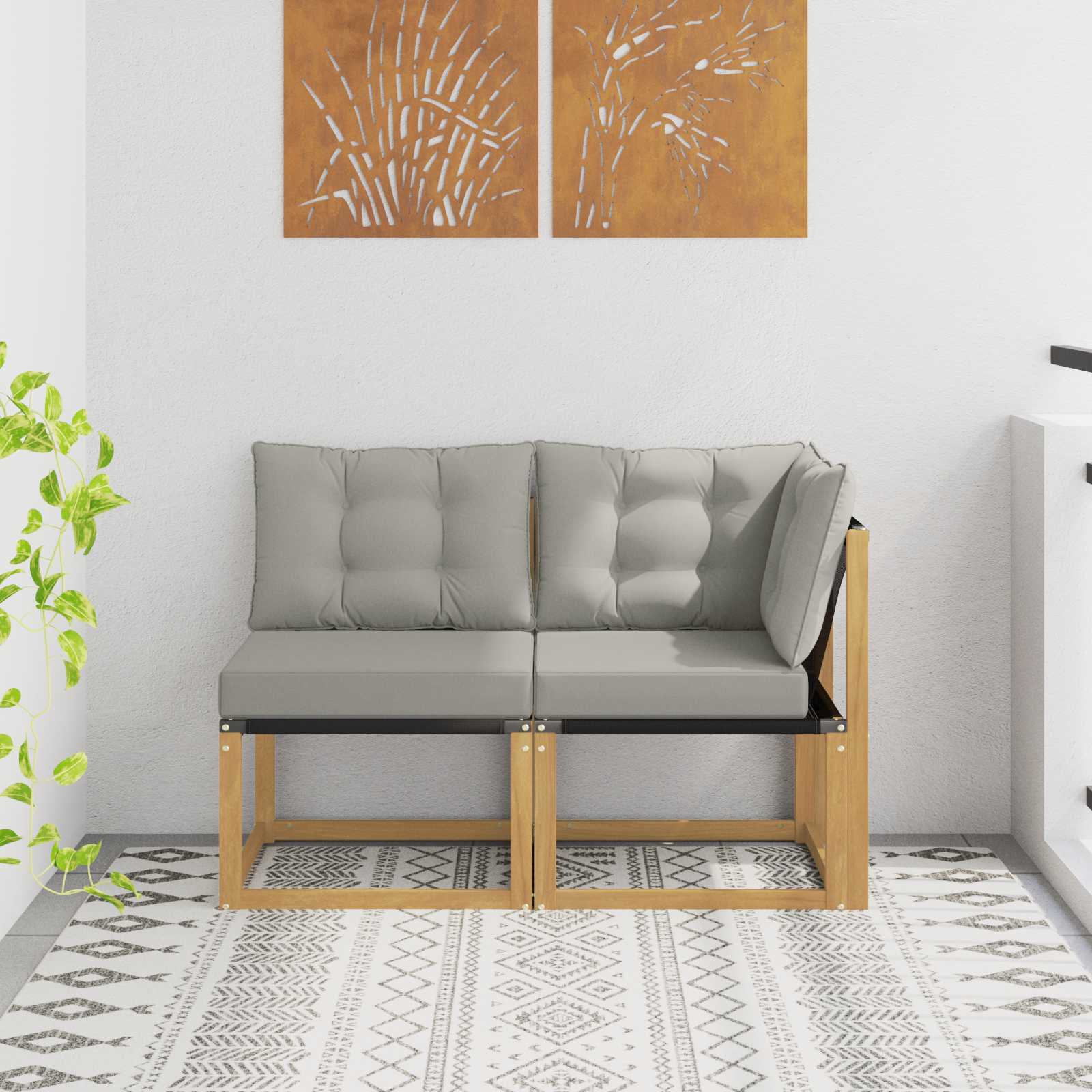 Outdoor Midden- en Hoeksalon met kussen 2 Stuk Wit – afbeelding 1