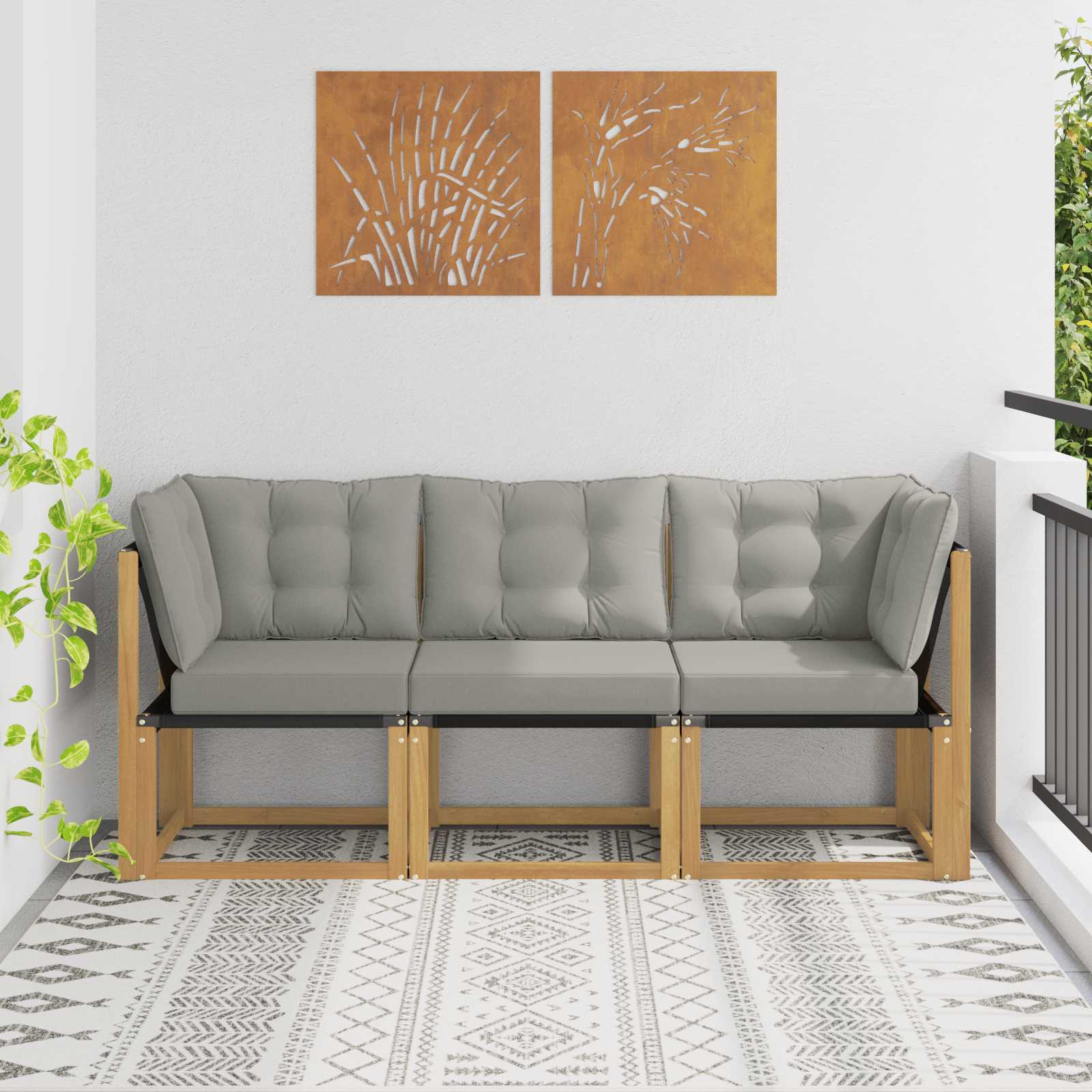 Outdoor Midden- en Hoeksalon met kussen 3 Stuk Wit – afbeelding 1