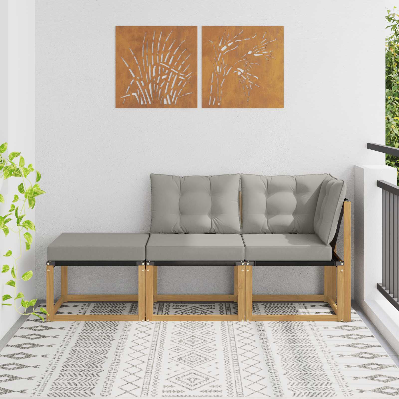 Sectie Sofa Eenheden met kussen 3 Stuk Wit – afbeelding 1