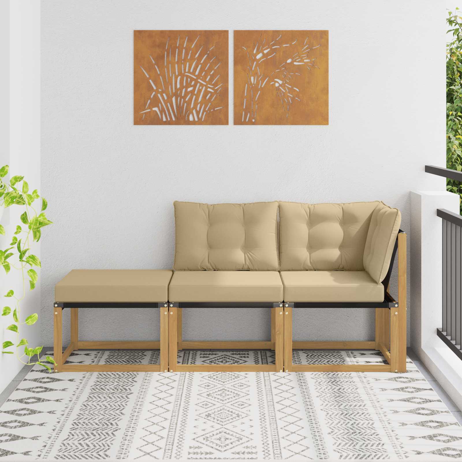 Sectie Sofa Eenheden met kussen 3 Stuk Wit