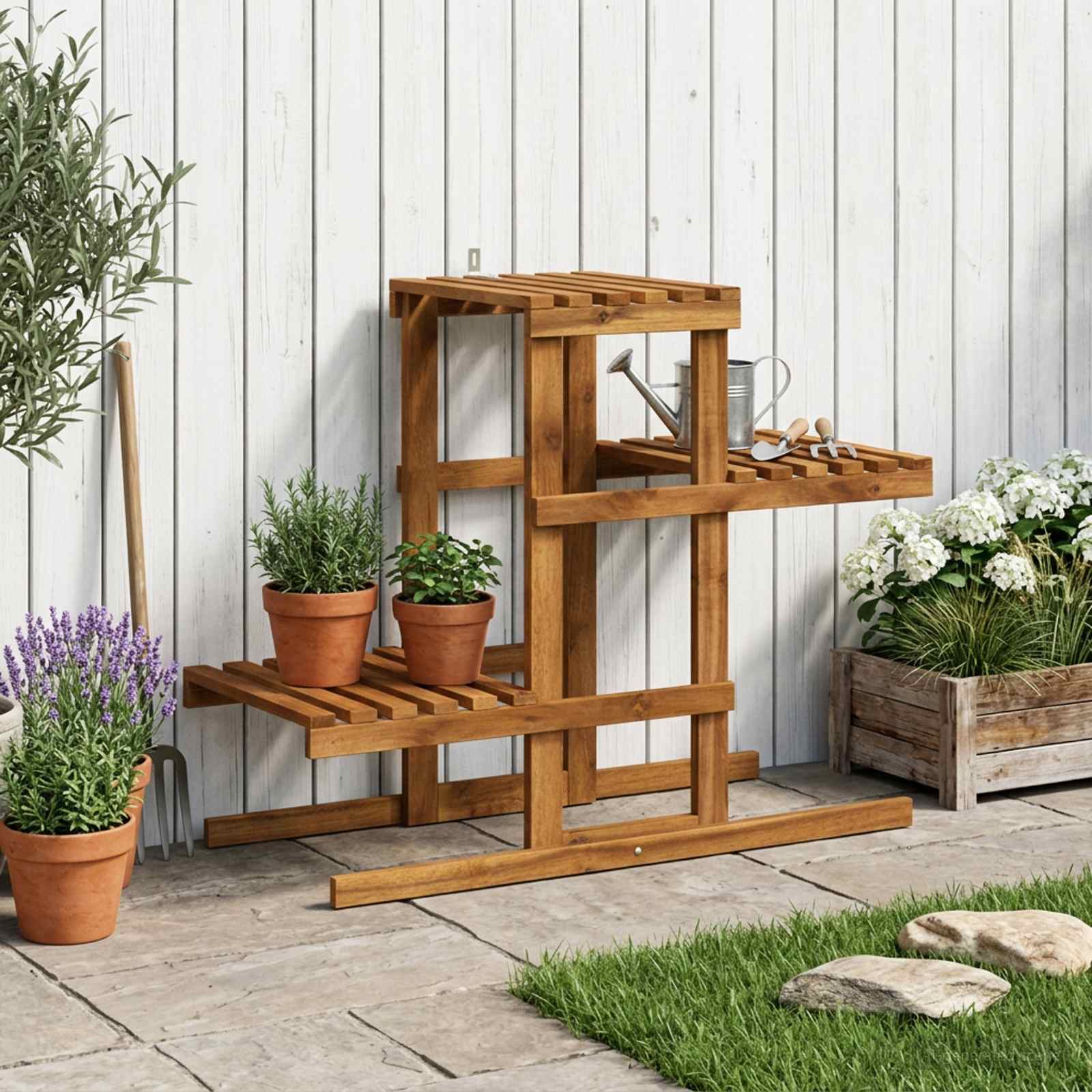 Plantenstandaard Naturel 82 x 36 x 60 cm Massief Acaciahout