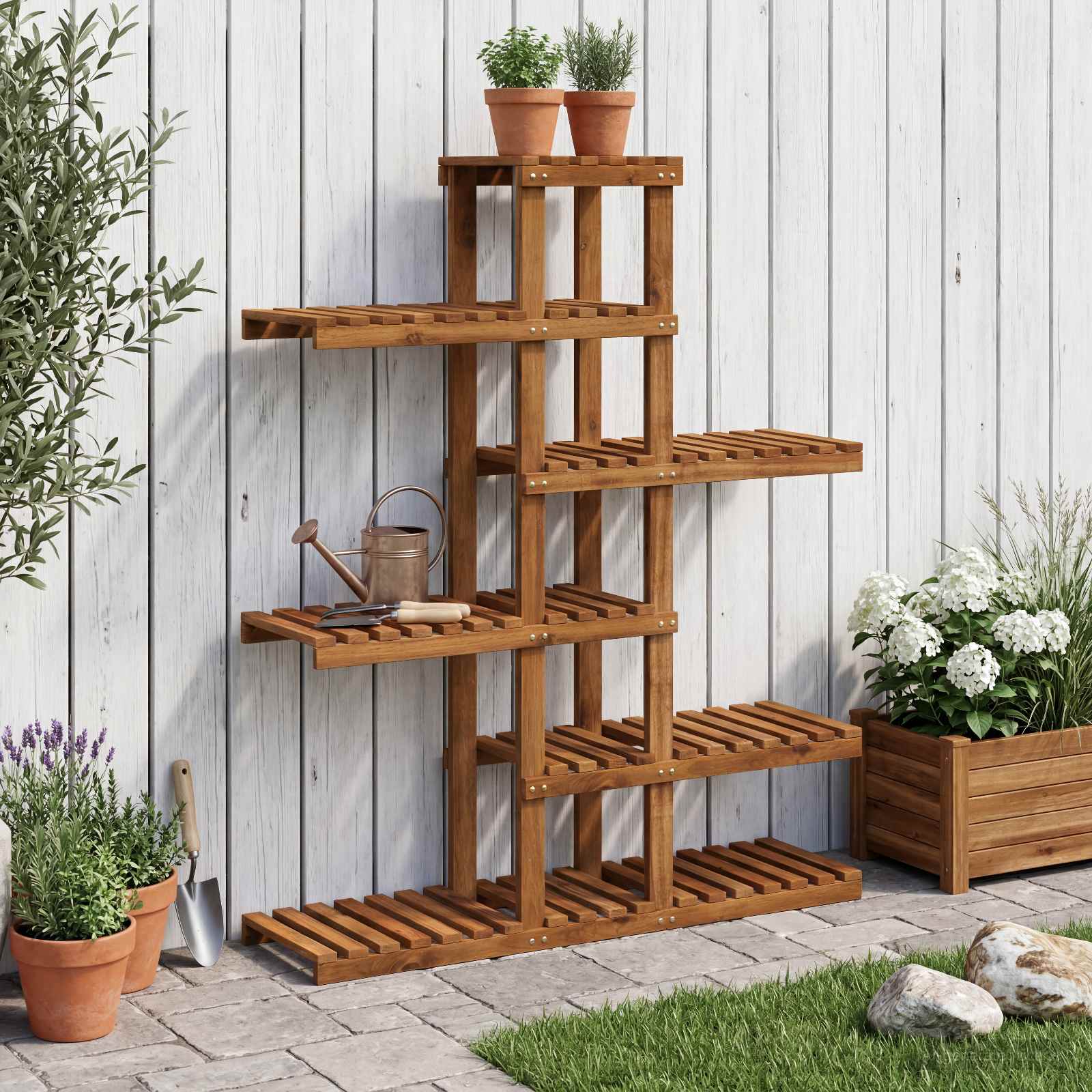 Plantenstandaard Naturel 93 x 25 x 114,5 cm Massief Acaciahout