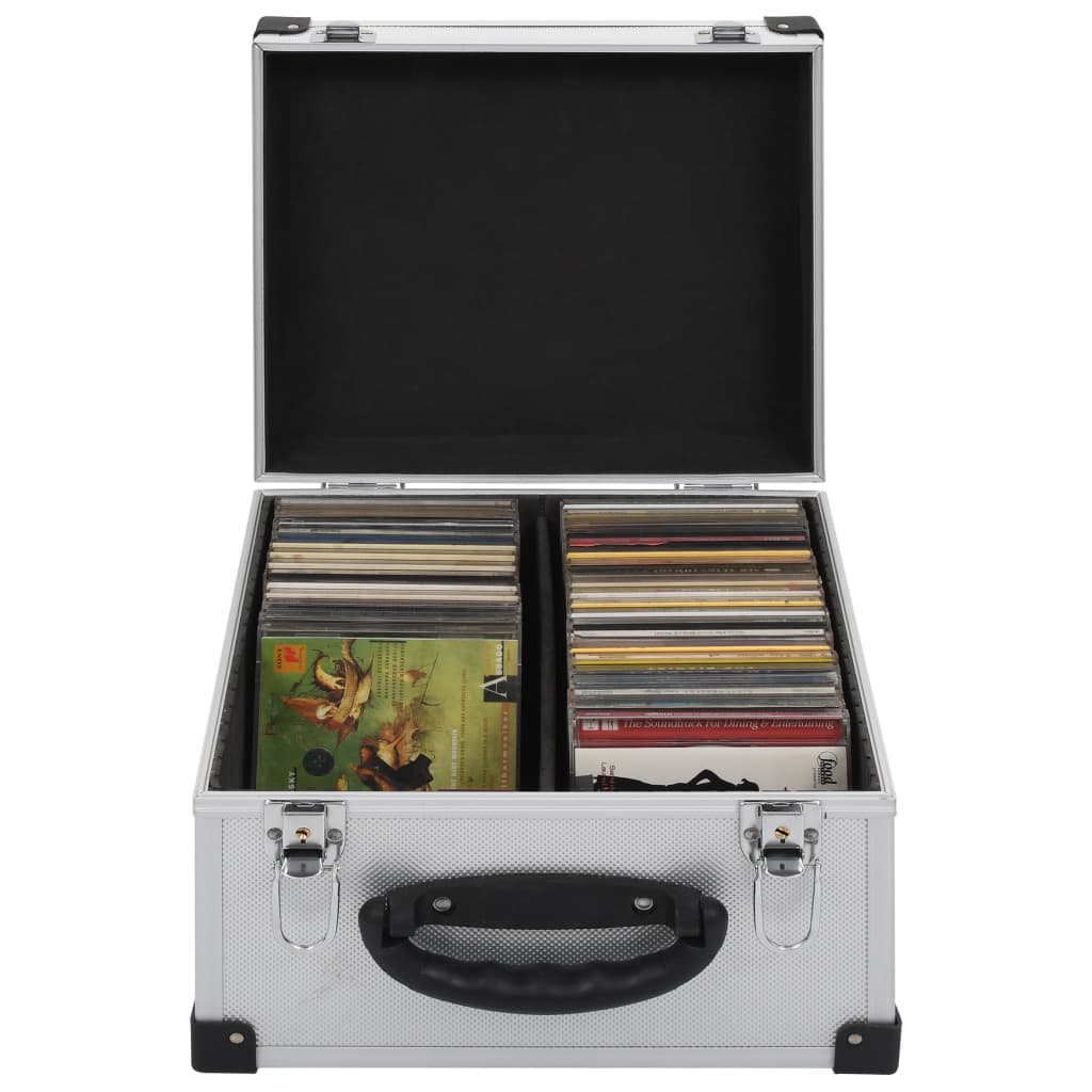 Cd-koffer voor 40 cd's aluminium ABS zilverkleurig – afbeelding 1