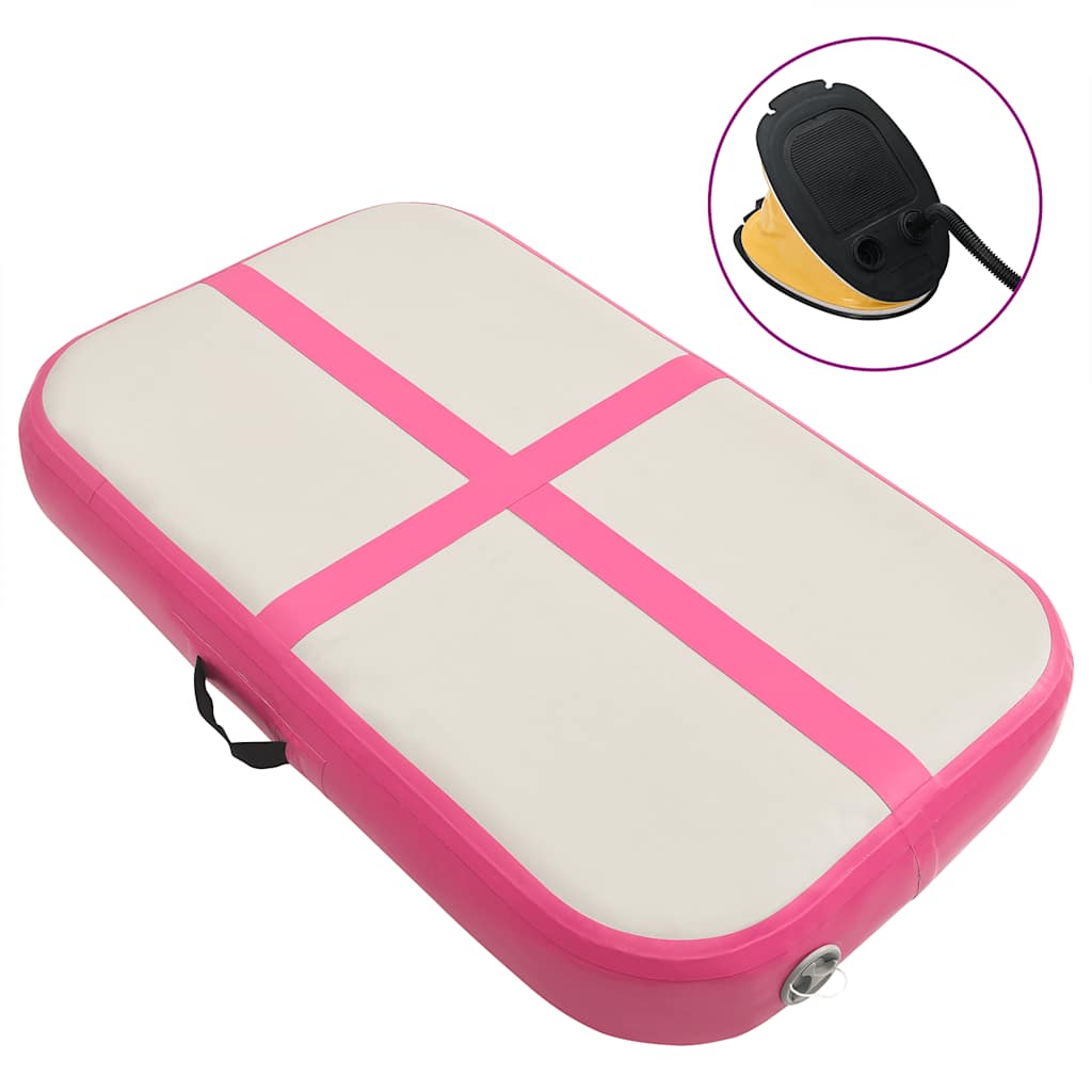 Gymnastiekmat met pomp opblaasbaar 60x100x10 cm PVC roze