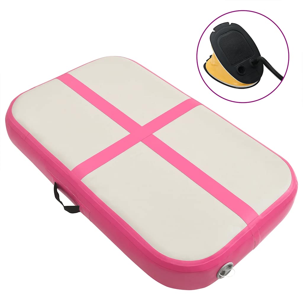 Gymnastiekmat met pomp opblaasbaar 60x100x15 cm PVC roze