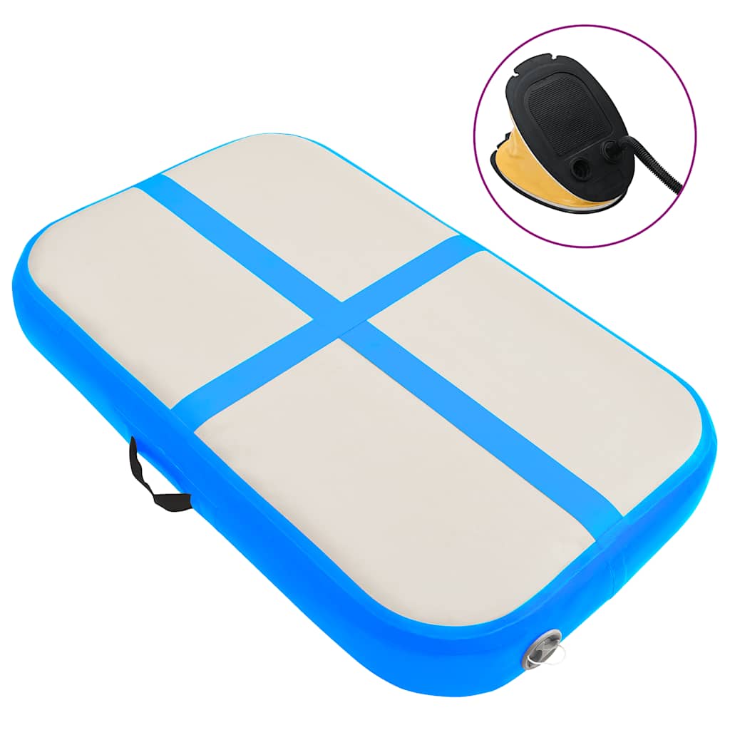 Gymnastiekmat met pomp opblaasbaar 60x100x15 cm PVC blauw