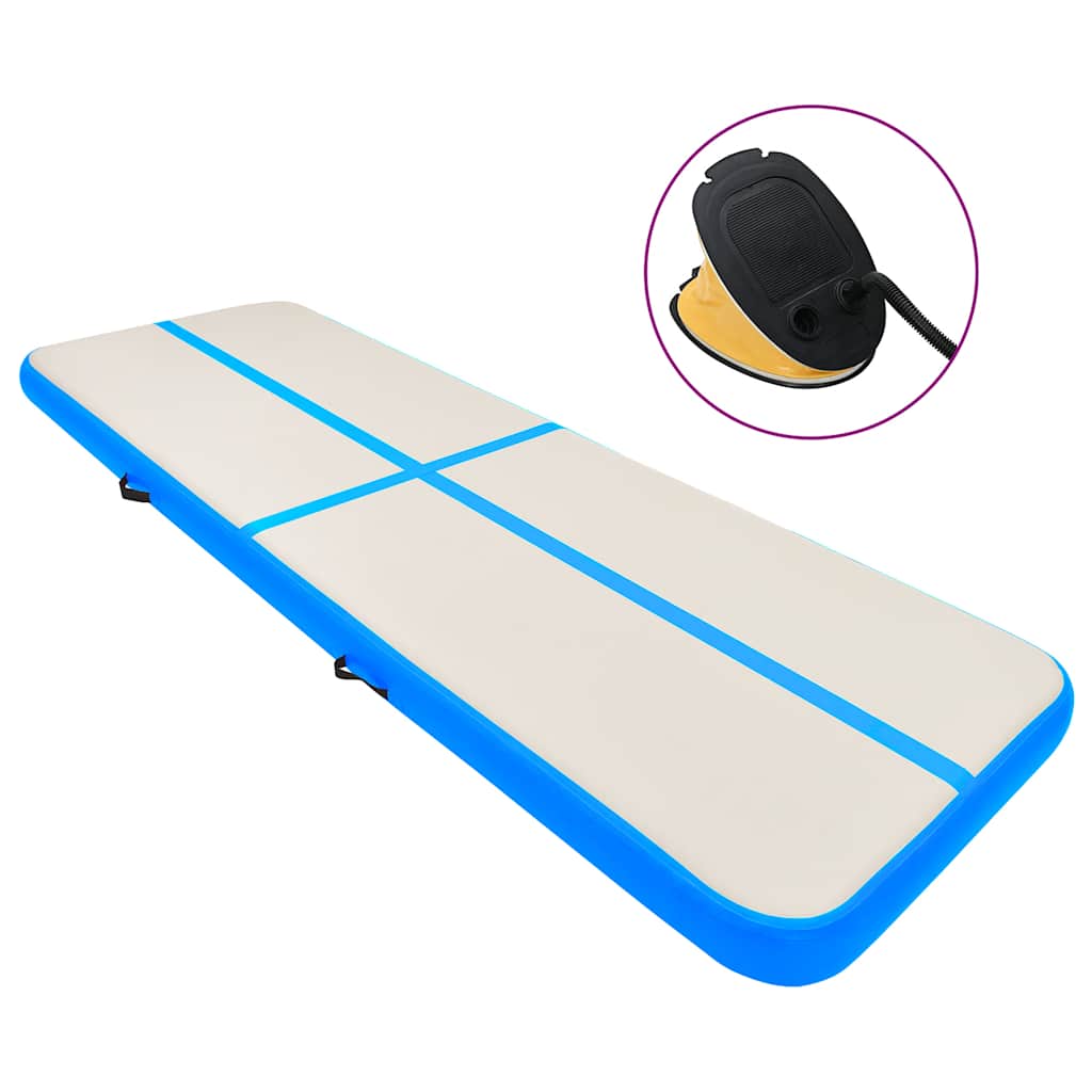 Gymnastiekmat met pomp opblaasbaar 300x100x20 cm PVC blauw