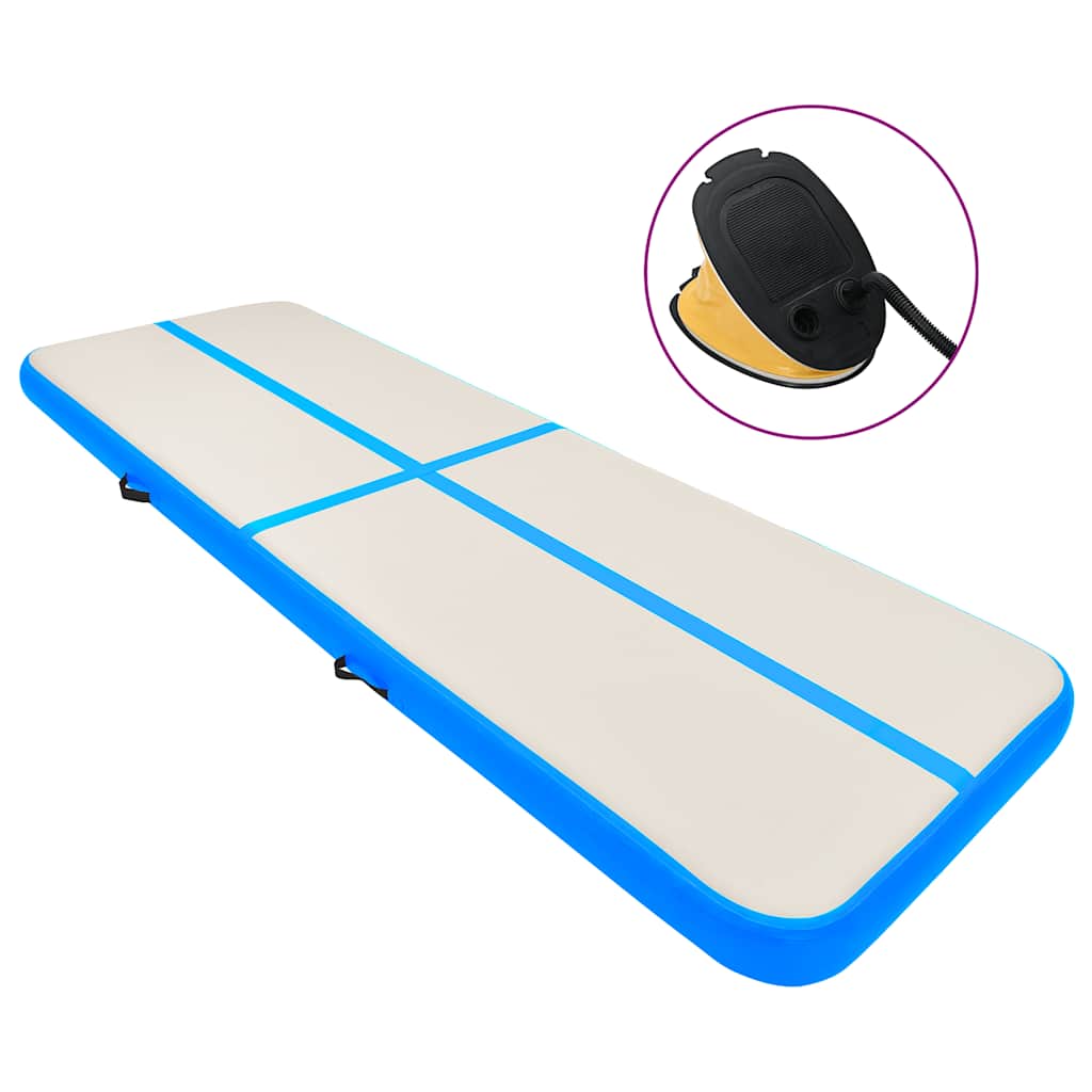 Gymnastiekmat met pomp opblaasbaar 800x100x20 cm PVC blauw