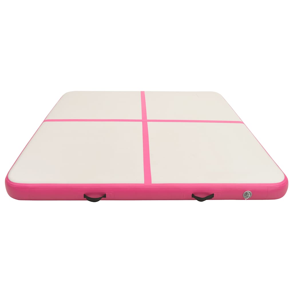 Gymnastiekmat met pomp opblaasbaar 200x200x20 cm PVC roze – afbeelding 3