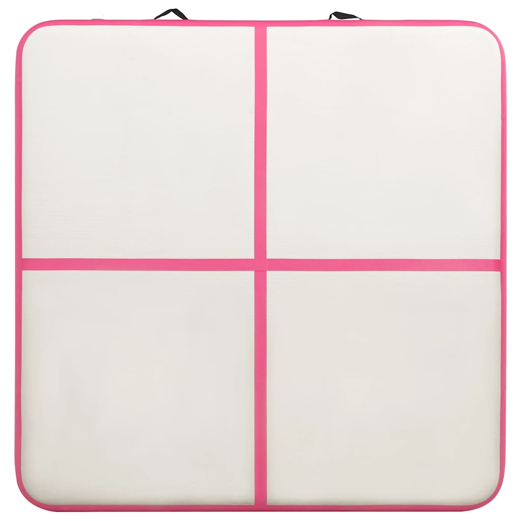 Gymnastiekmat met pomp opblaasbaar 200x200x20 cm PVC roze – afbeelding 4