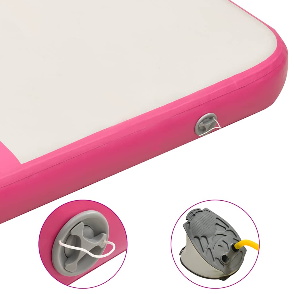 Gymnastiekmat met pomp opblaasbaar 200x200x20 cm PVC roze – afbeelding 6