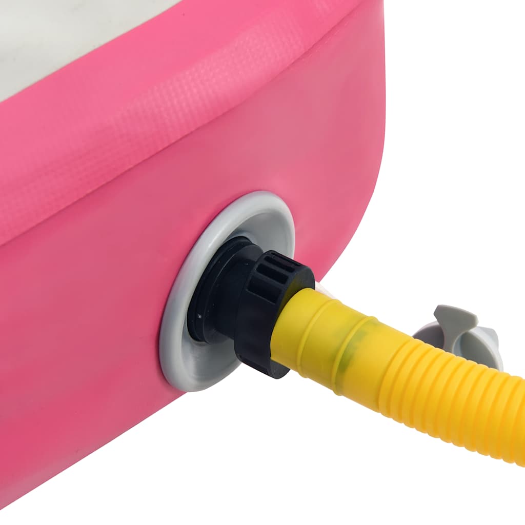 Gymnastiekmat met pomp opblaasbaar 200x200x20 cm PVC roze – afbeelding 8