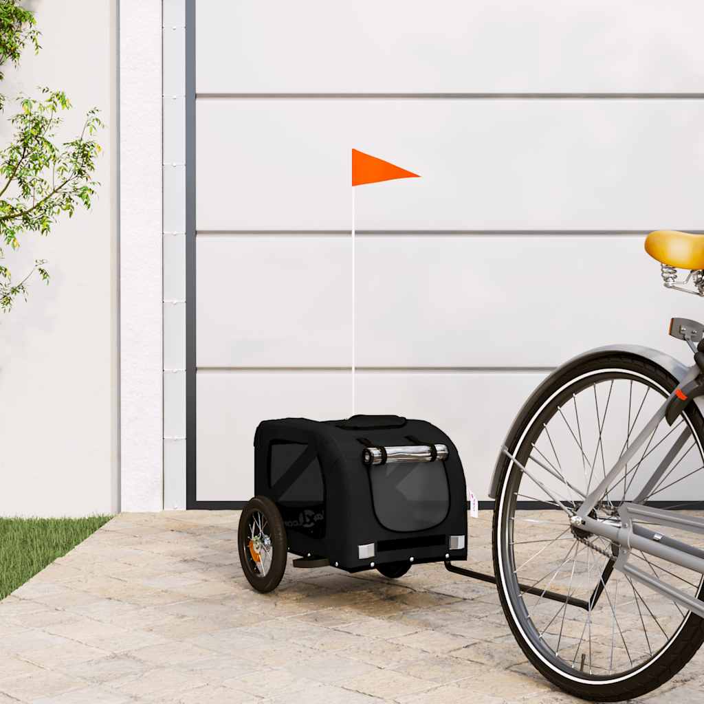 Hondenfietstrailer oxford stof en ijzer zwart