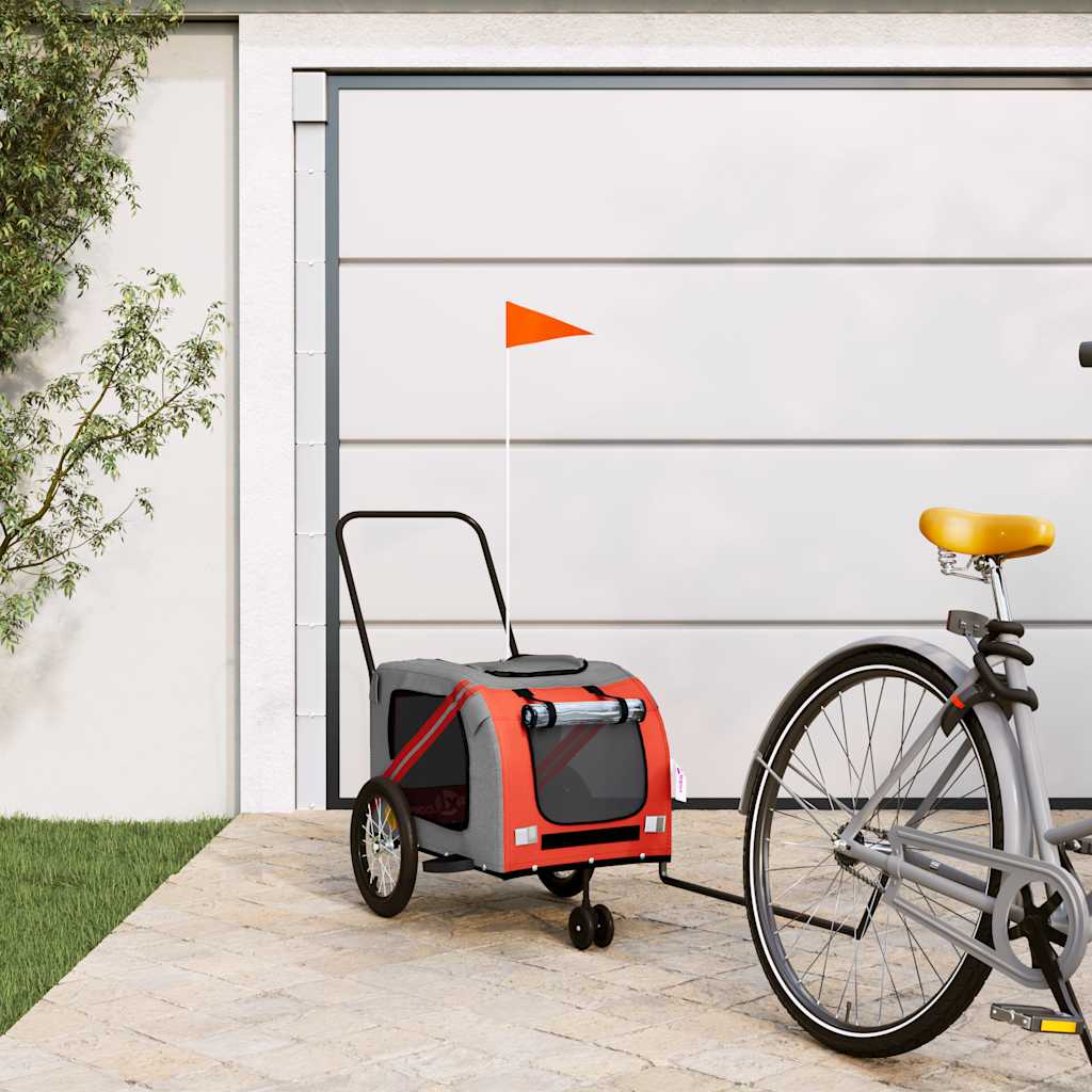 Fietskar voor huisdieren, oranje en grijs Oxford-stof en ijzer – afbeelding 1