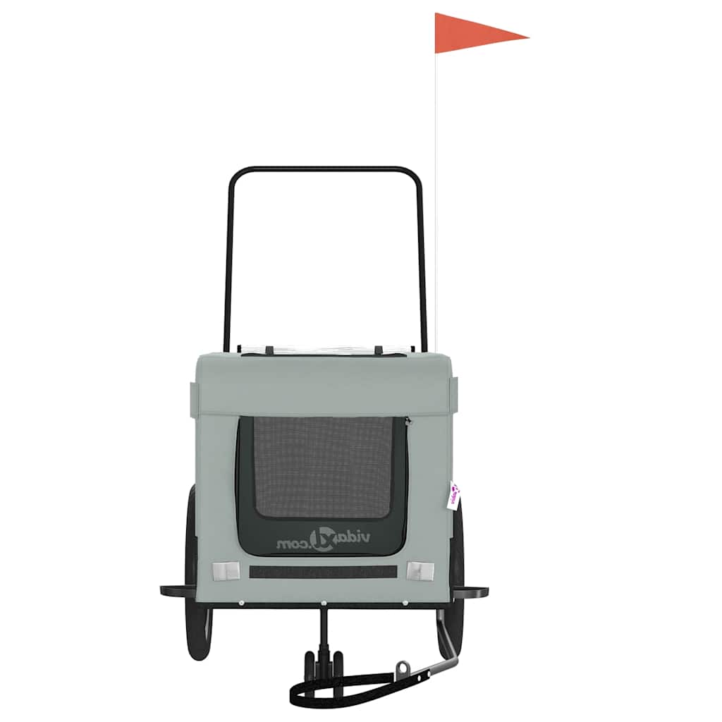 Hondenfietstrailer oxford stof en ijzer grijs en zwart – afbeelding 5