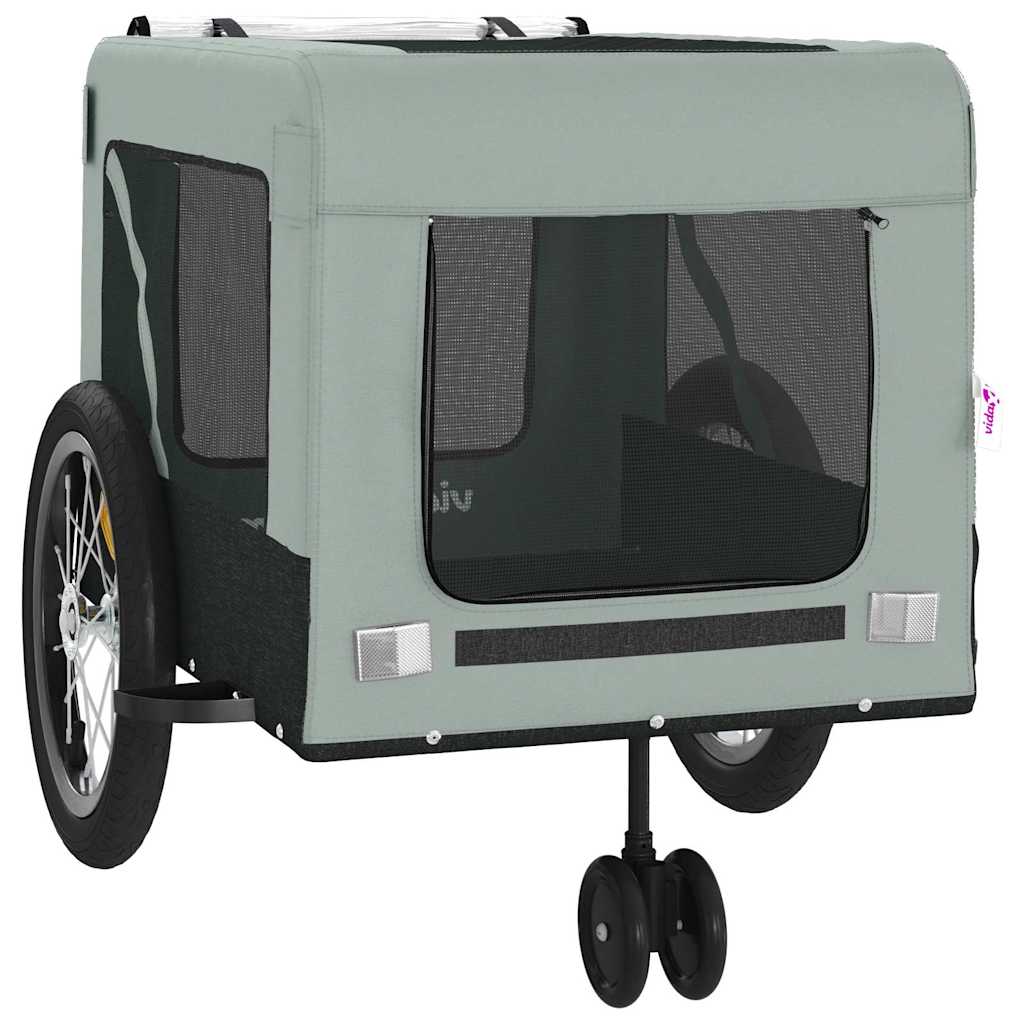 Hondenfietstrailer oxford stof en ijzer grijs en zwart – afbeelding 6
