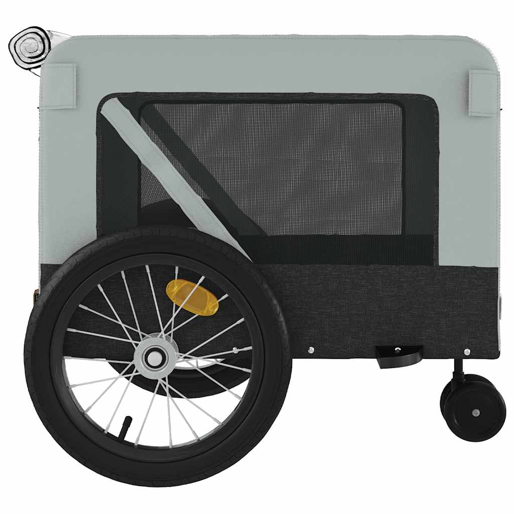Hondenfietstrailer oxford stof en ijzer grijs en zwart – afbeelding 8
