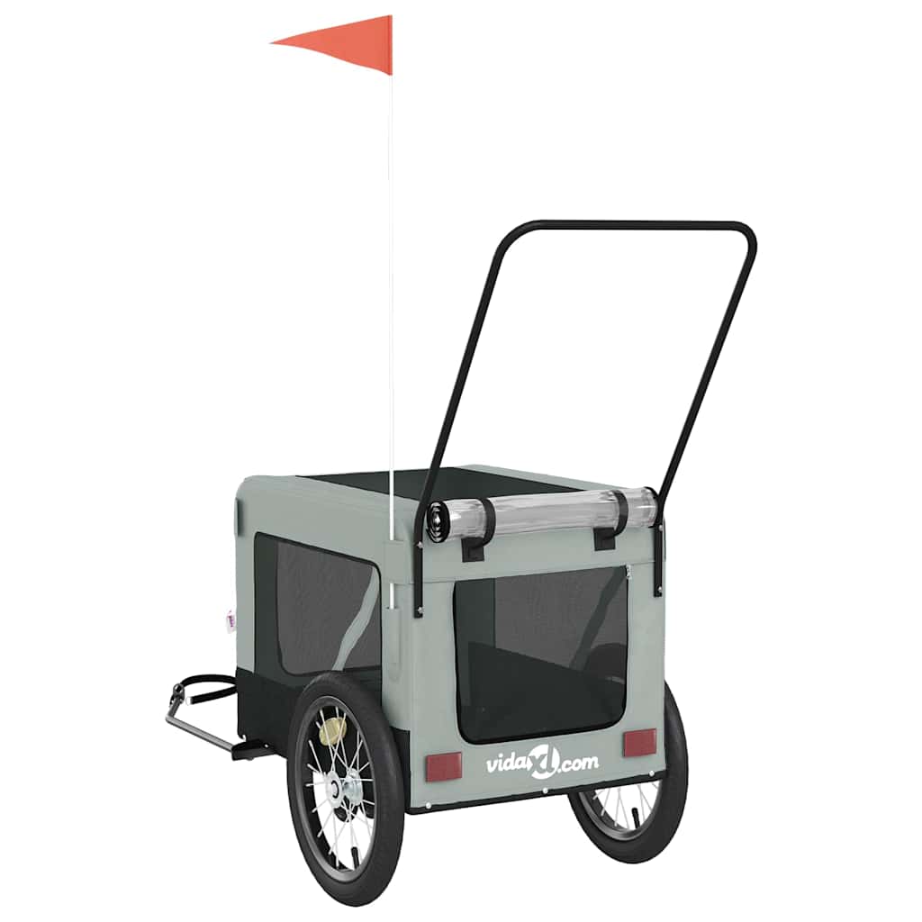 Hondenfietstrailer oxford stof en ijzer grijs en zwart – afbeelding 9