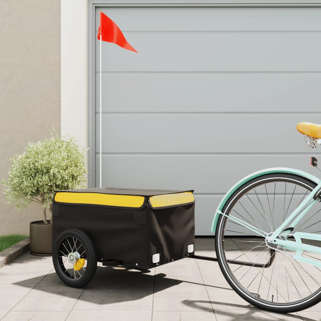Fietstrailer 30 kg ijzer zwart en geel