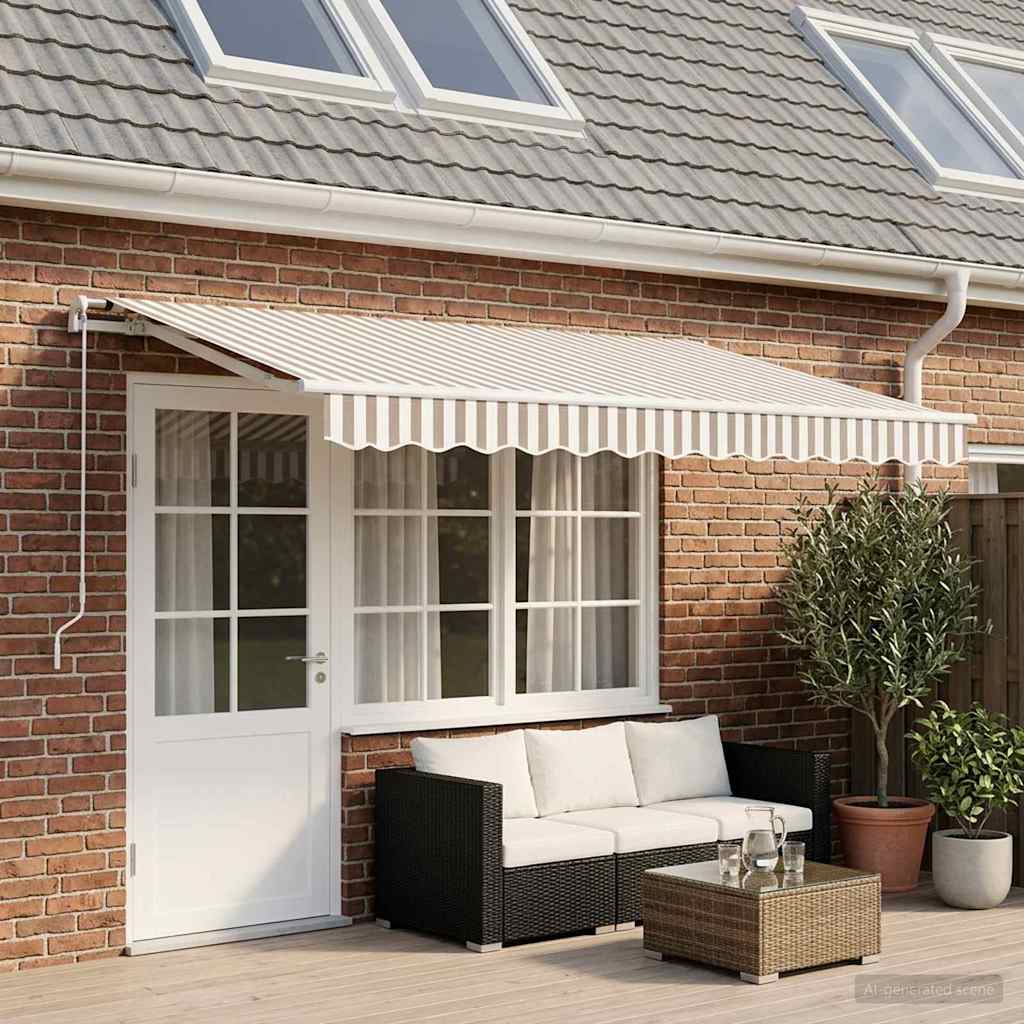 Vervangingsdoek voor zonnescherm Lichtgrijs en wit. 4,5 × 3,5 m – afbeelding 1