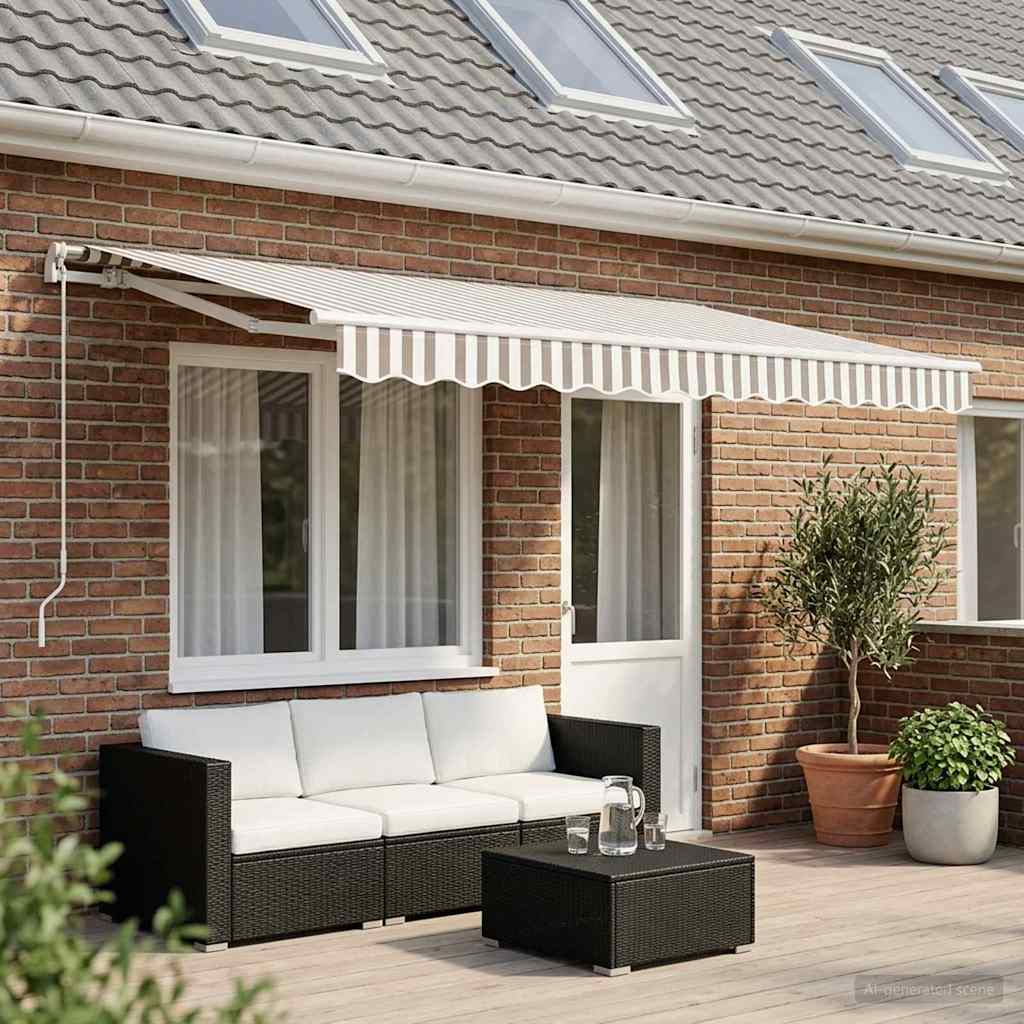 Vervangingsdoek voor zonnescherm Lichtgrijs en wit. 5 × 3,5 m