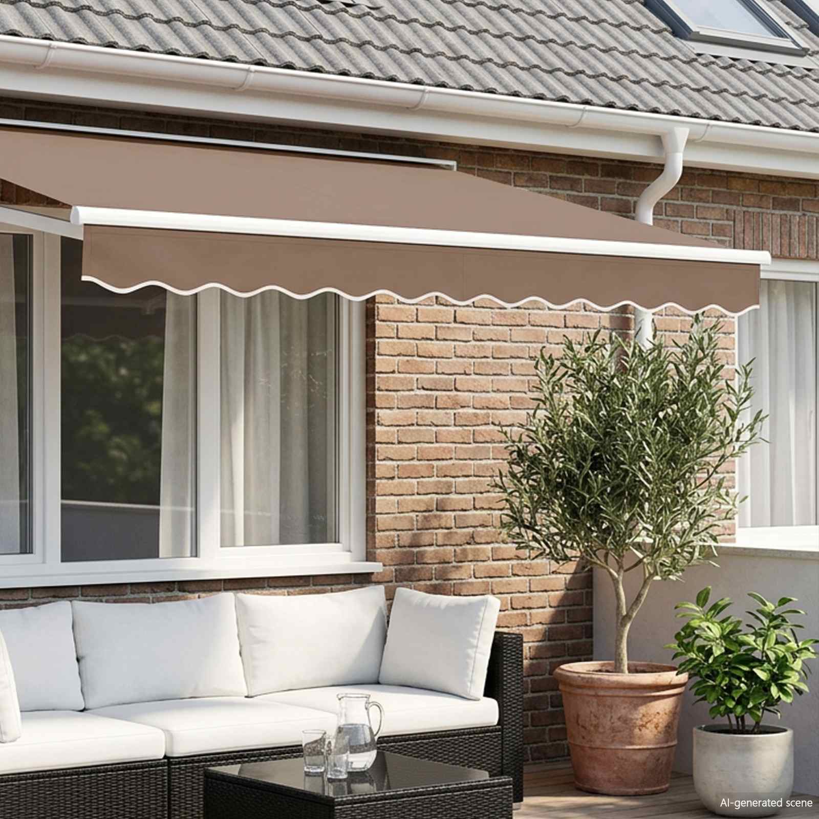 Vervangende markies volant Taupe 2,5 m Polyester